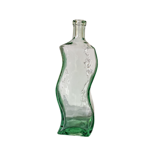 Recycled Squiggle Glass Vase or Bottle Made in Spain, Wavy Vase