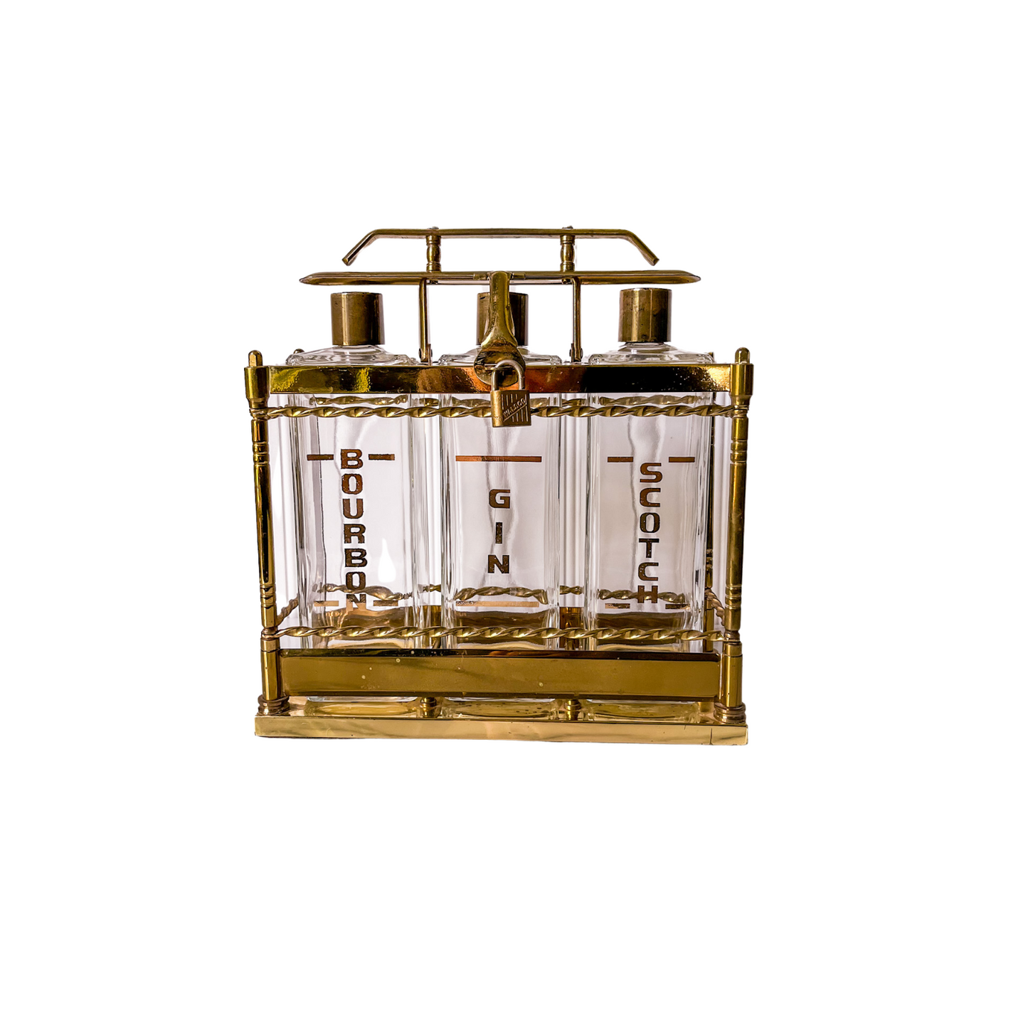 Vintage Brass Liquor Caddy - 1950's