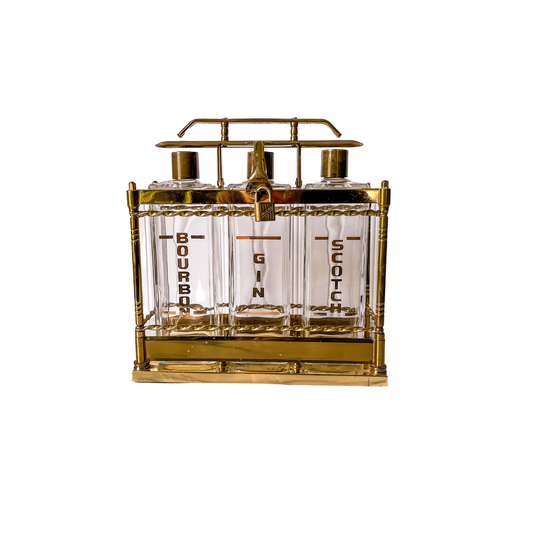 Vintage Brass Liquor Caddy - 1950's