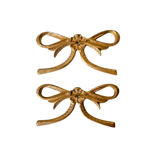 Vintage Brass Bow Decor, Wall Decor, Brass Bow Pediment