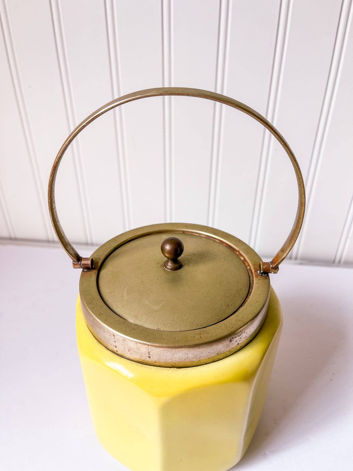 Vintage Chartreuse Ceramic Tea Caddy