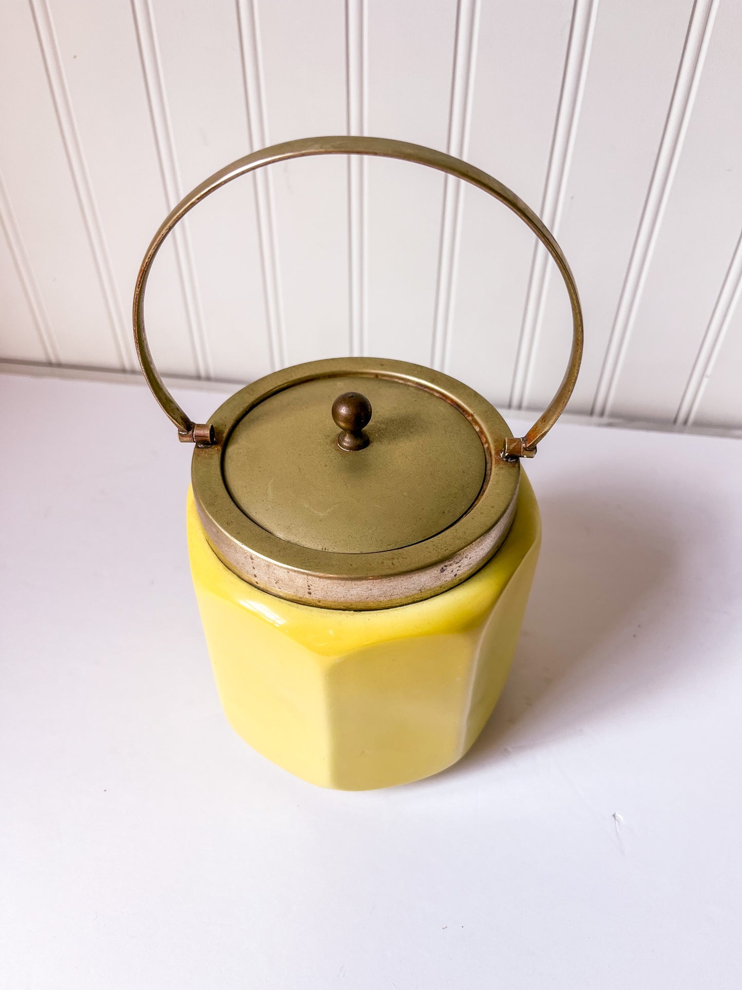 Vintage Chartreuse Ceramic Tea Caddy