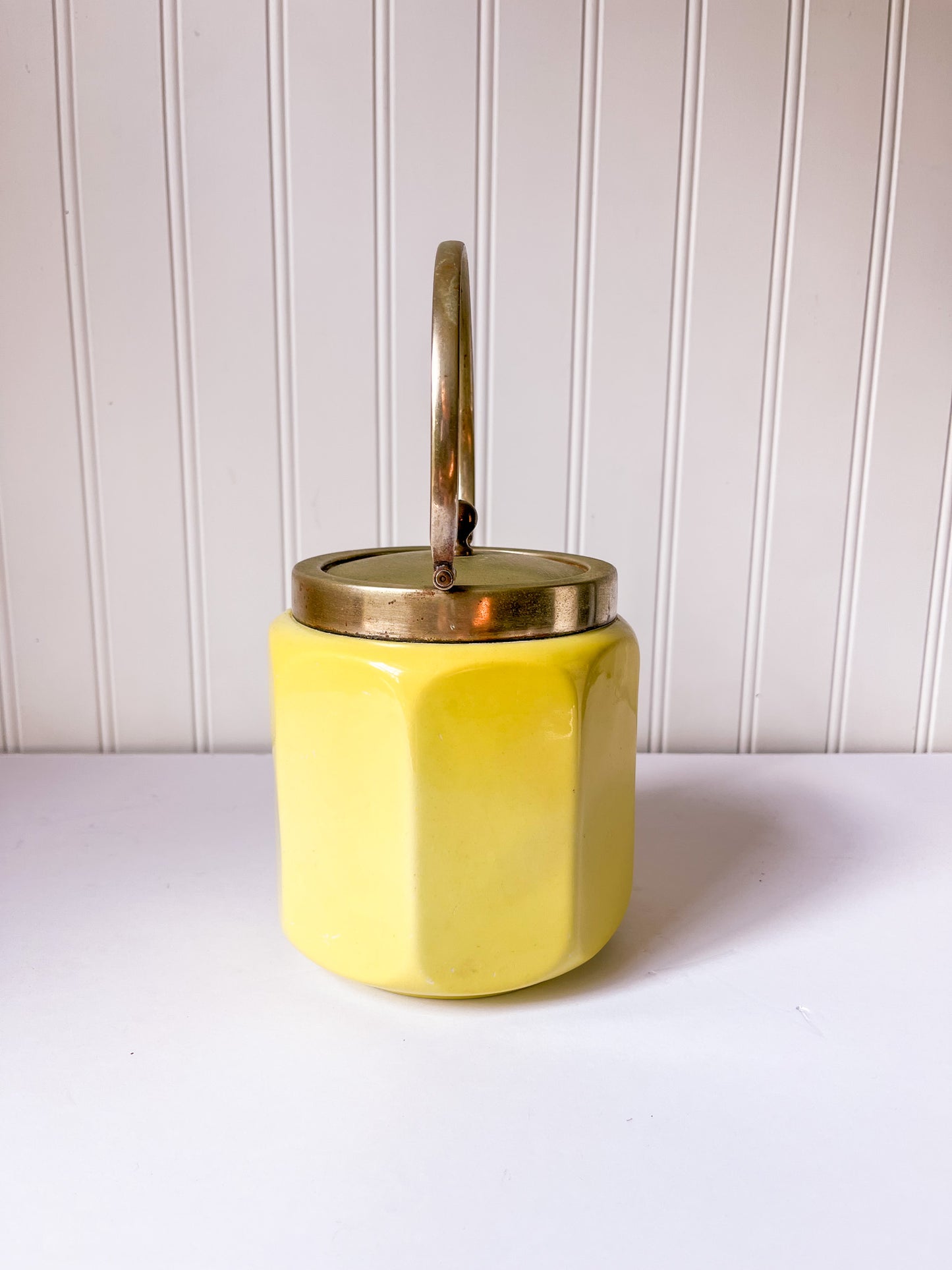 Vintage Chartreuse Ceramic Tea Caddy