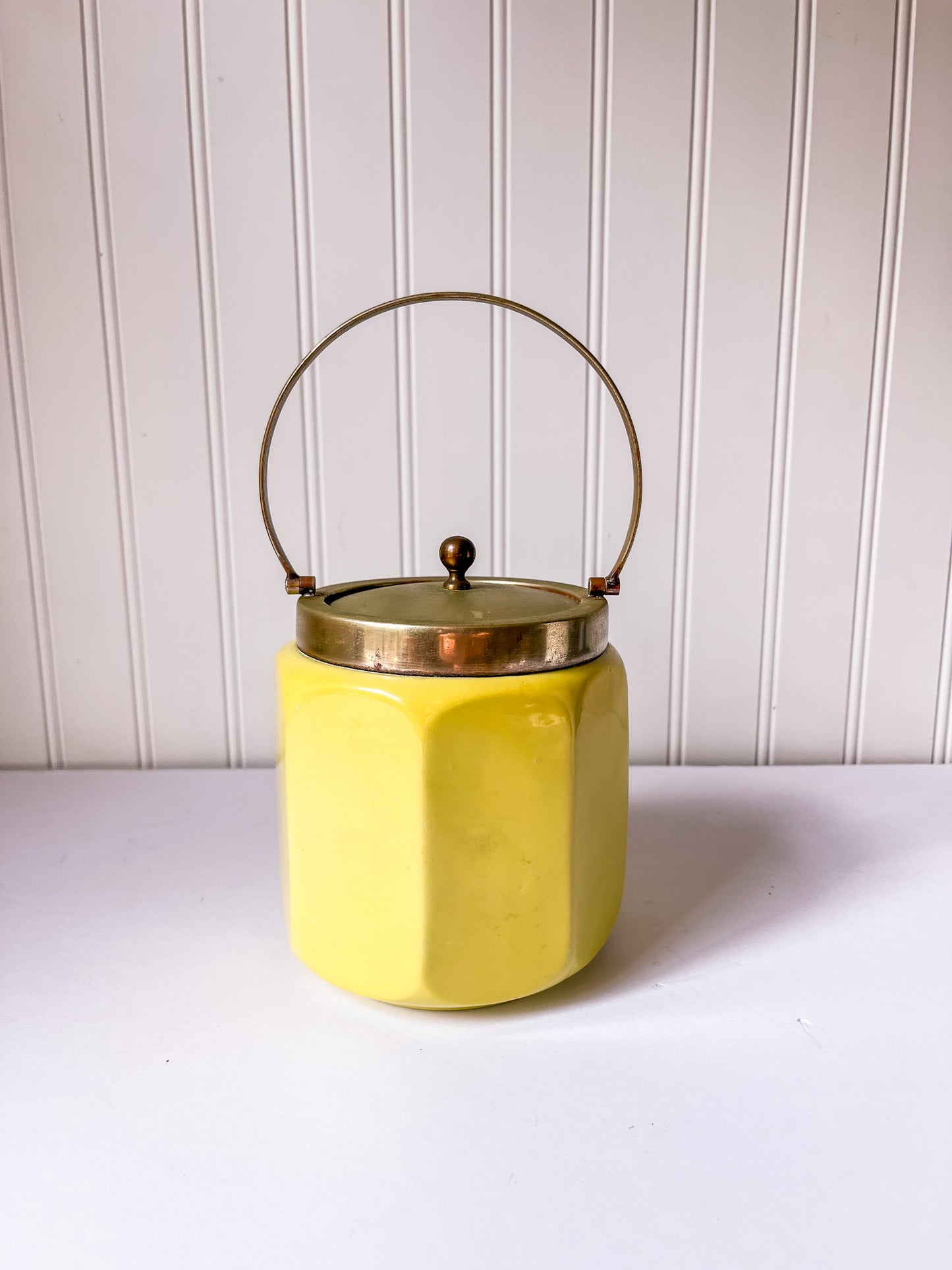 Vintage Chartreuse Ceramic Tea Caddy