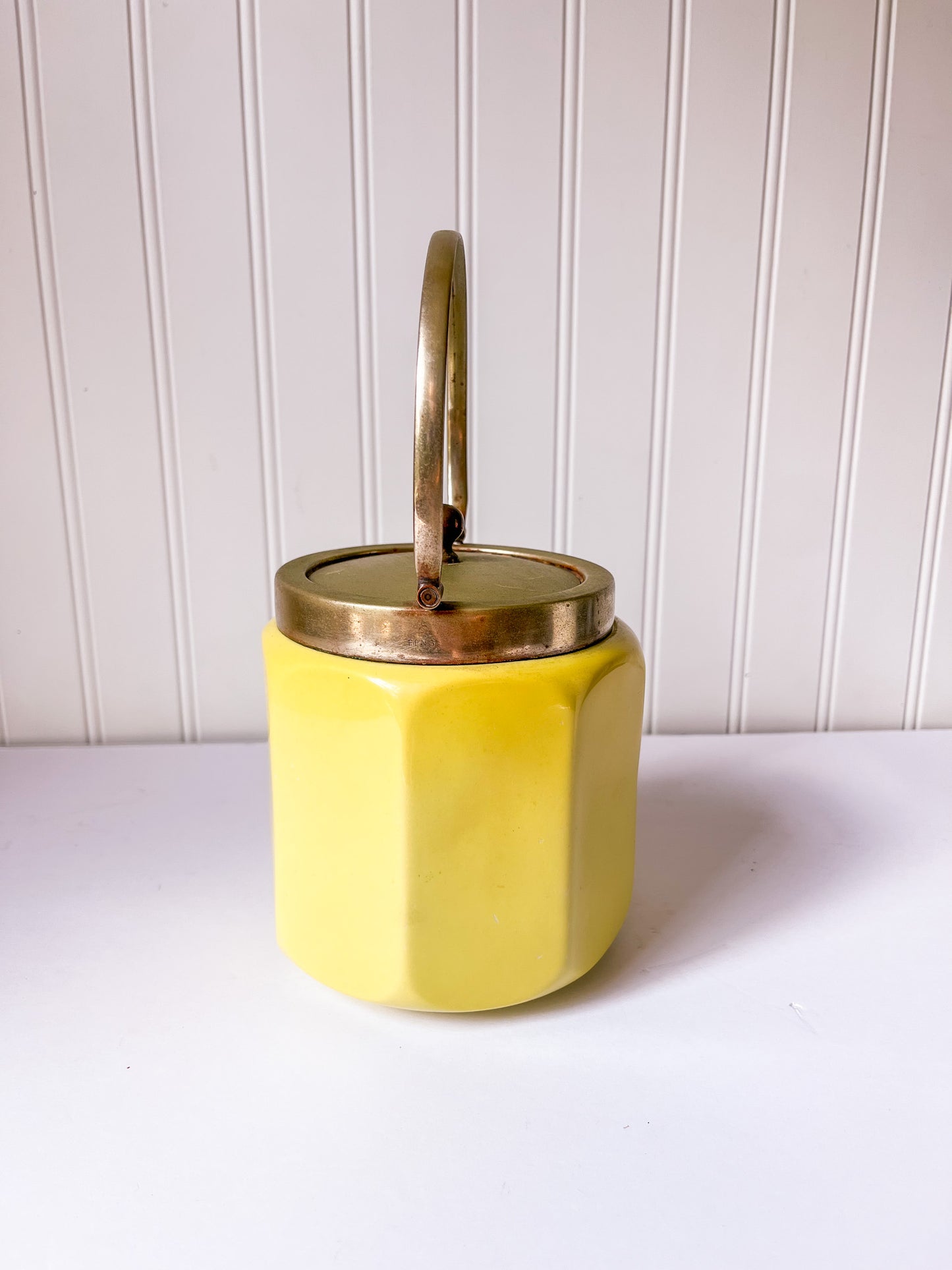 Vintage Chartreuse Ceramic Tea Caddy