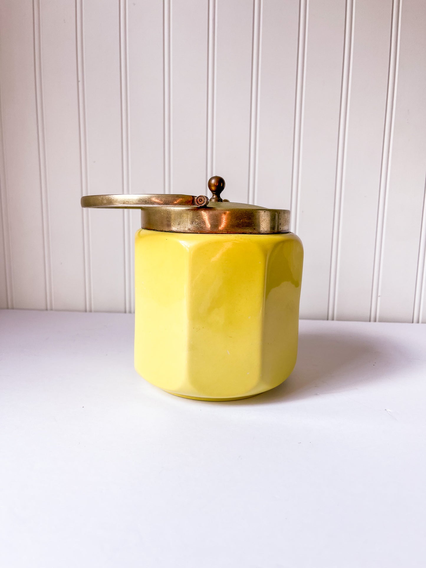 Vintage Chartreuse Ceramic Tea Caddy