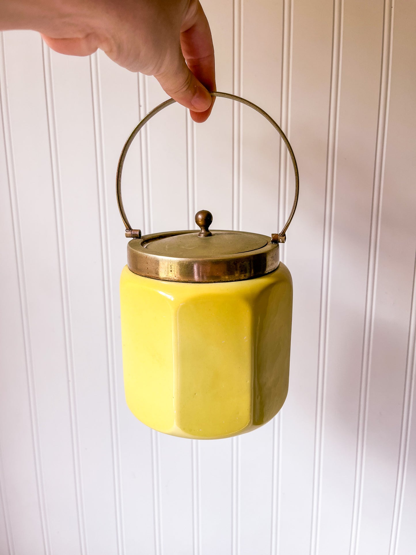 Vintage Chartreuse Ceramic Tea Caddy