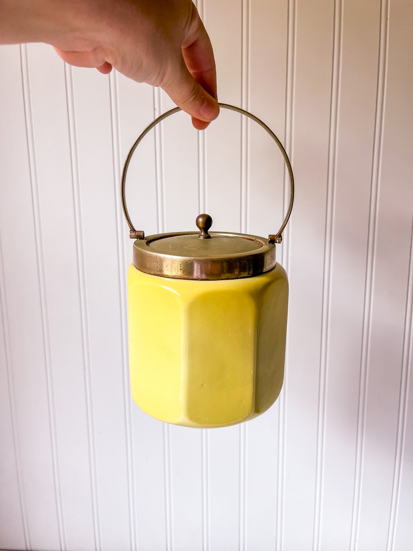 Vintage Chartreuse Ceramic Tea Caddy