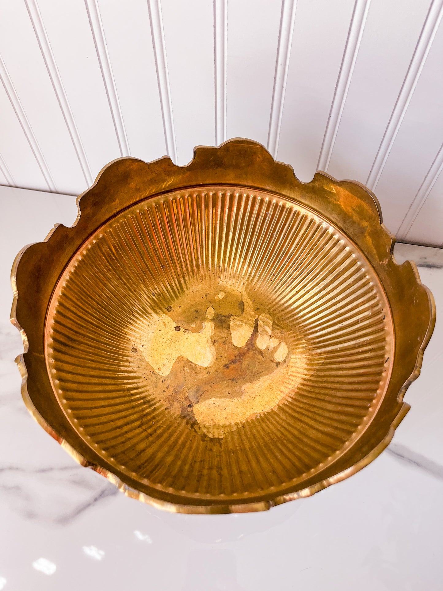 Brass Monteith Bowl with Lion Head Handles