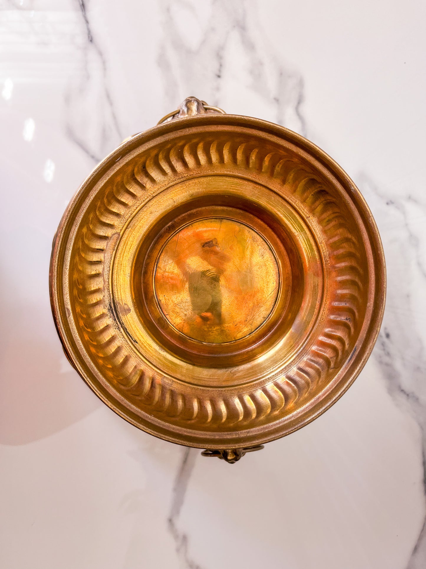 Brass Monteith Bowl with Lion Head Handles