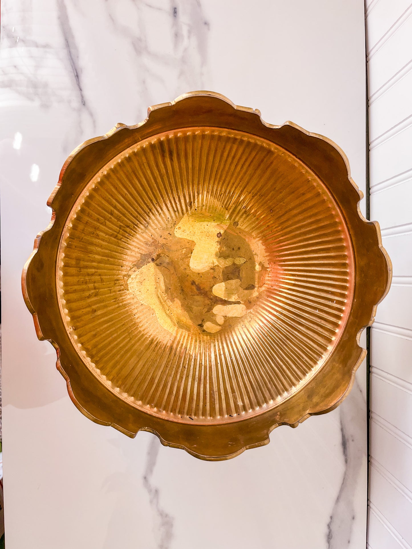 Brass Monteith Bowl with Lion Head Handles