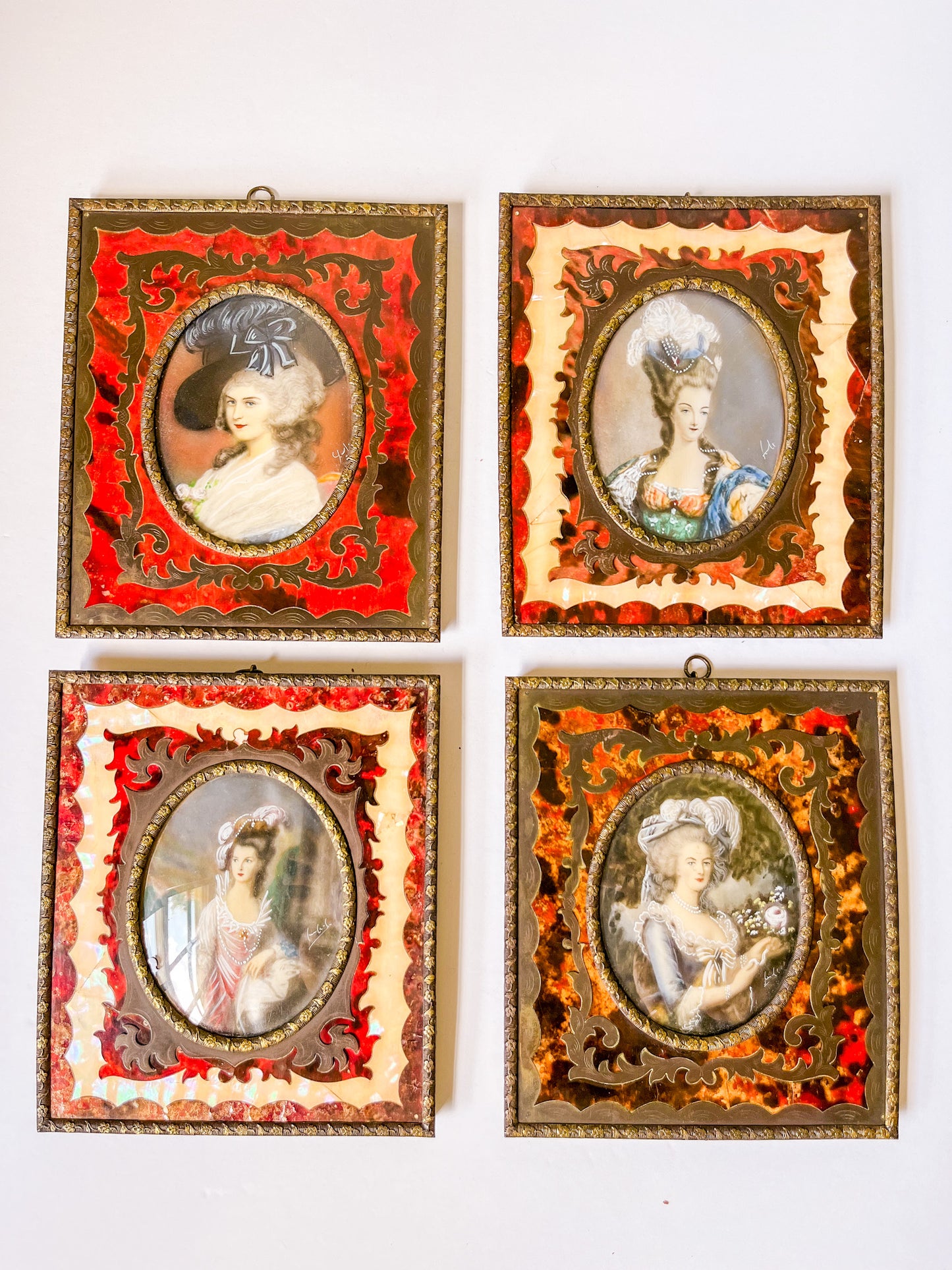 Antique Miniature Portrait in Boulle Frame