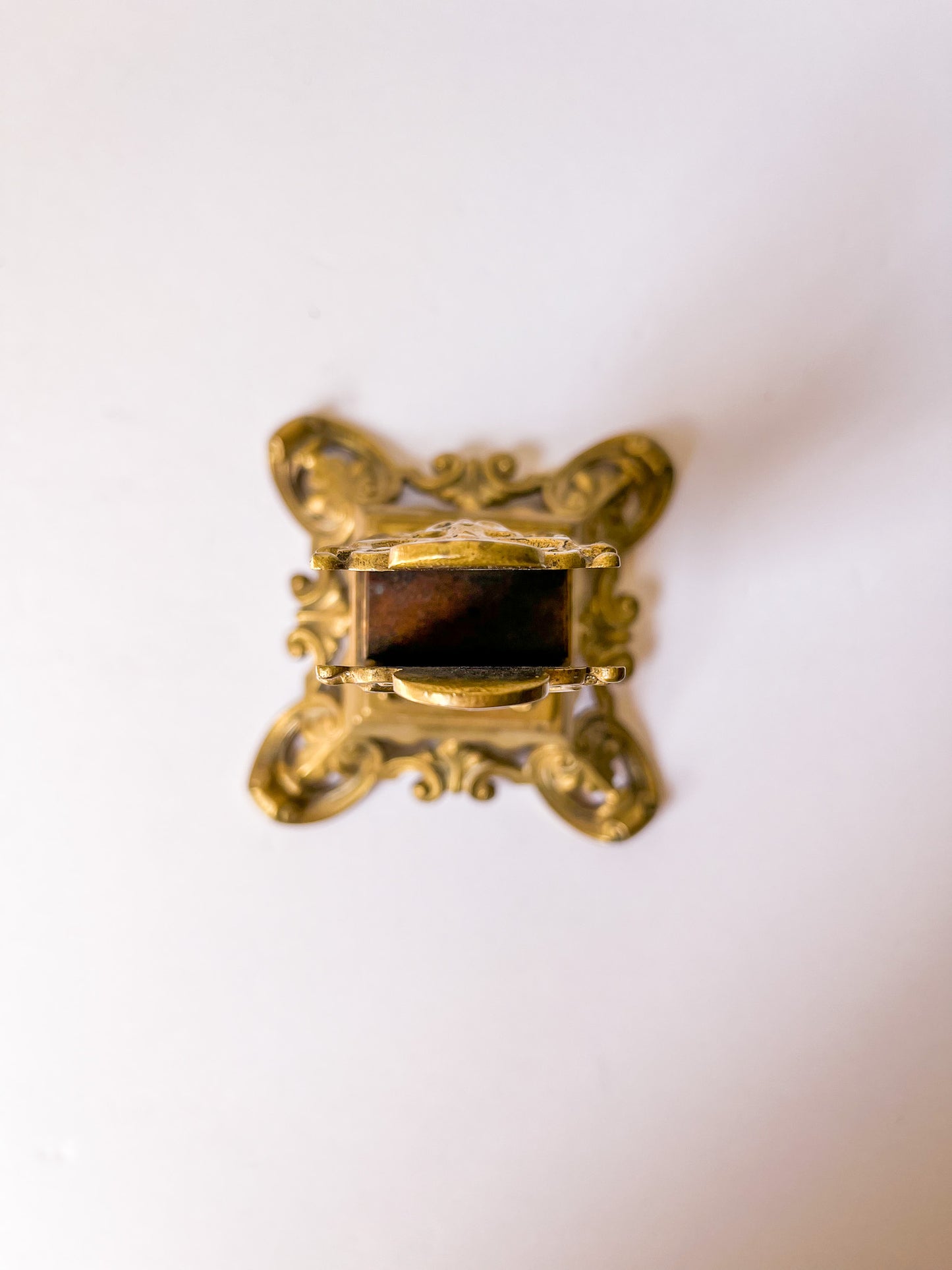 Antique German Brass Matchbox Holder