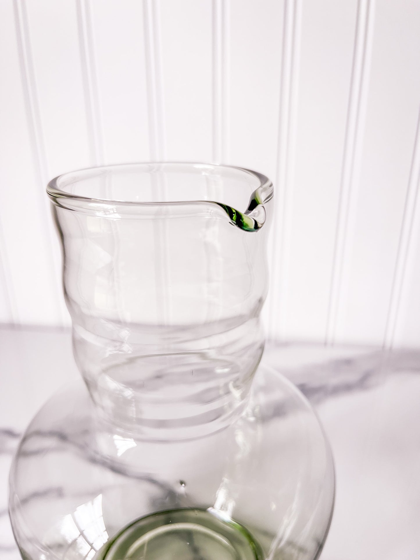 Green Glass Carafe, Vintage 1940's Dunbar Glass Co.