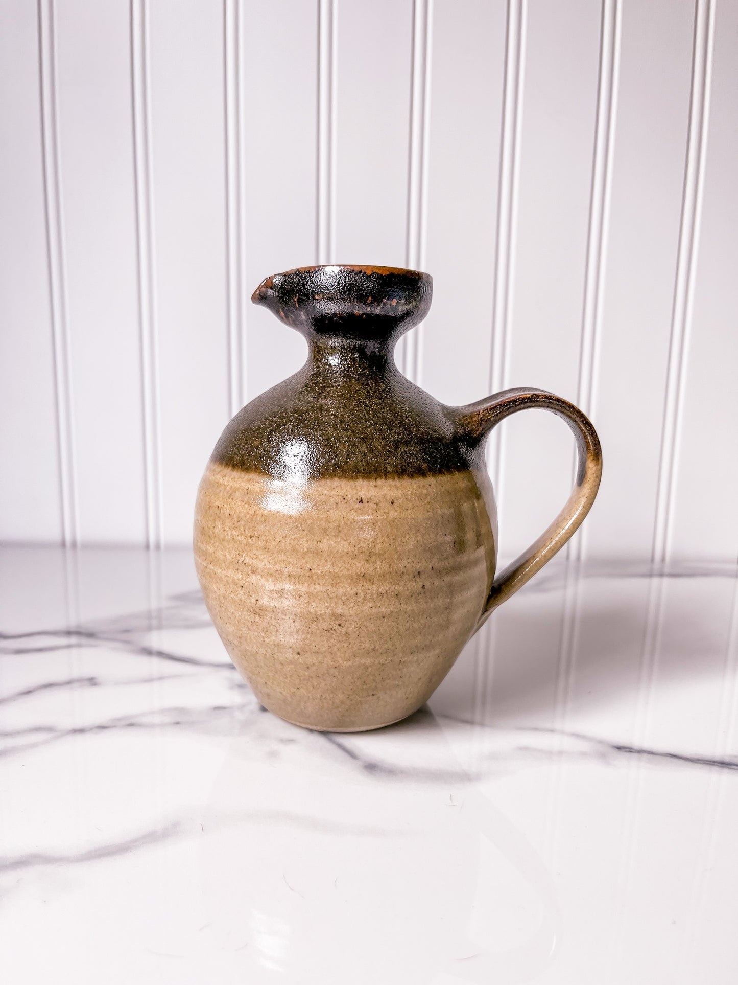 Vintage Pottery Two-Toned Stoneware Creamer