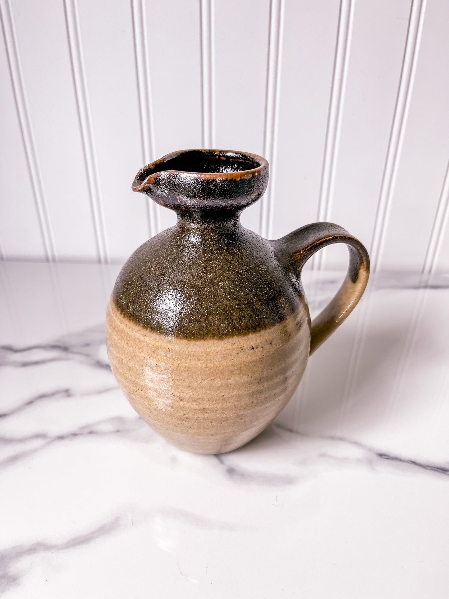 Vintage Pottery Two-Toned Stoneware Creamer