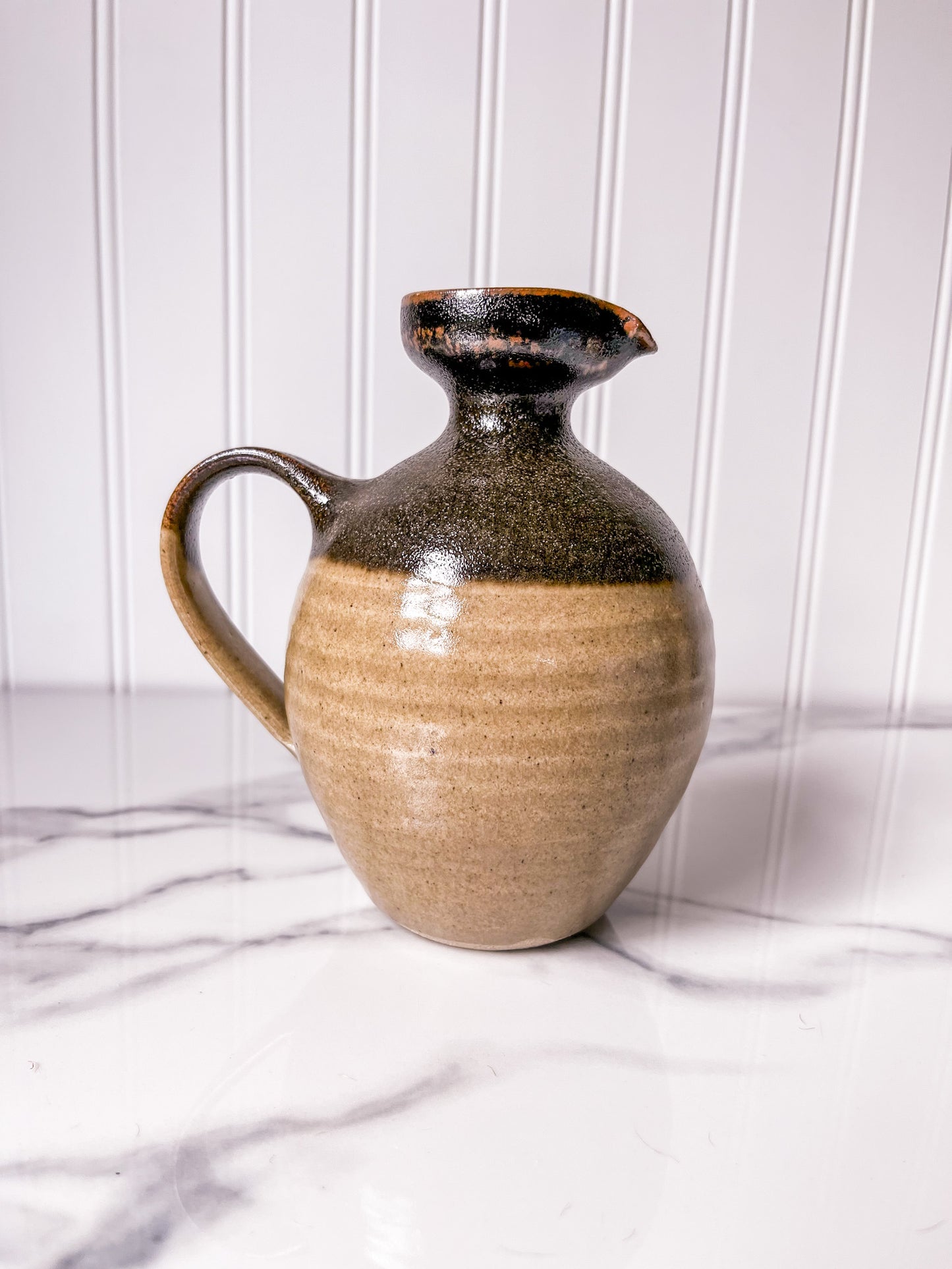 Vintage Pottery Two-Toned Stoneware Creamer