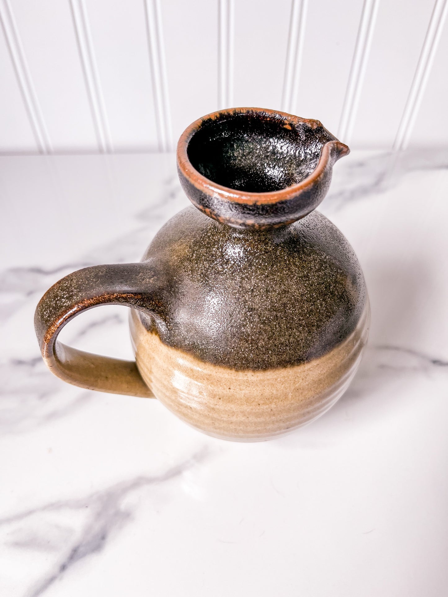 Vintage Pottery Two-Toned Stoneware Creamer