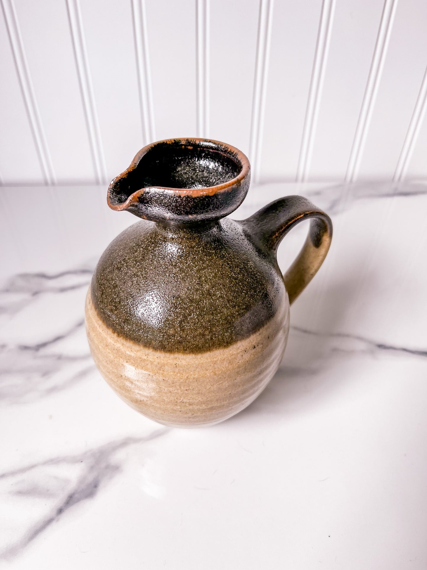 Vintage Pottery Two-Toned Stoneware Creamer