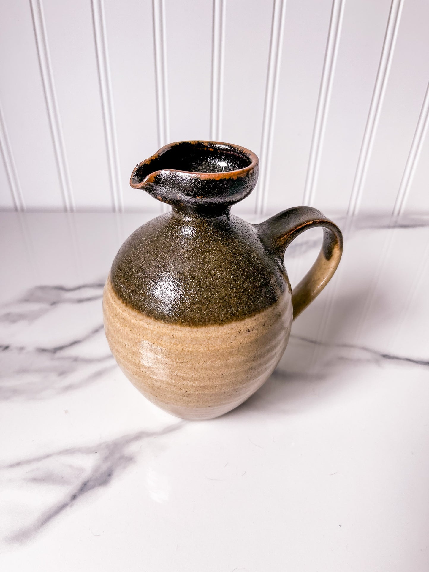 Vintage Pottery Two-Toned Stoneware Creamer