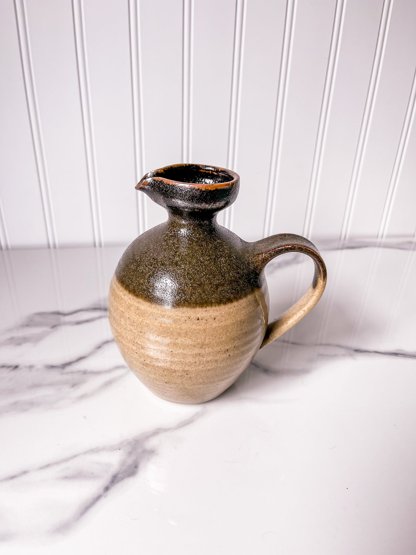 Vintage Pottery Two-Toned Stoneware Creamer