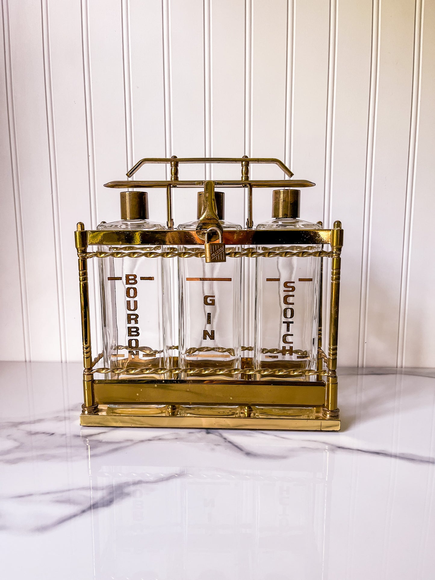 Vintage Brass Liquor Caddy - 1950's