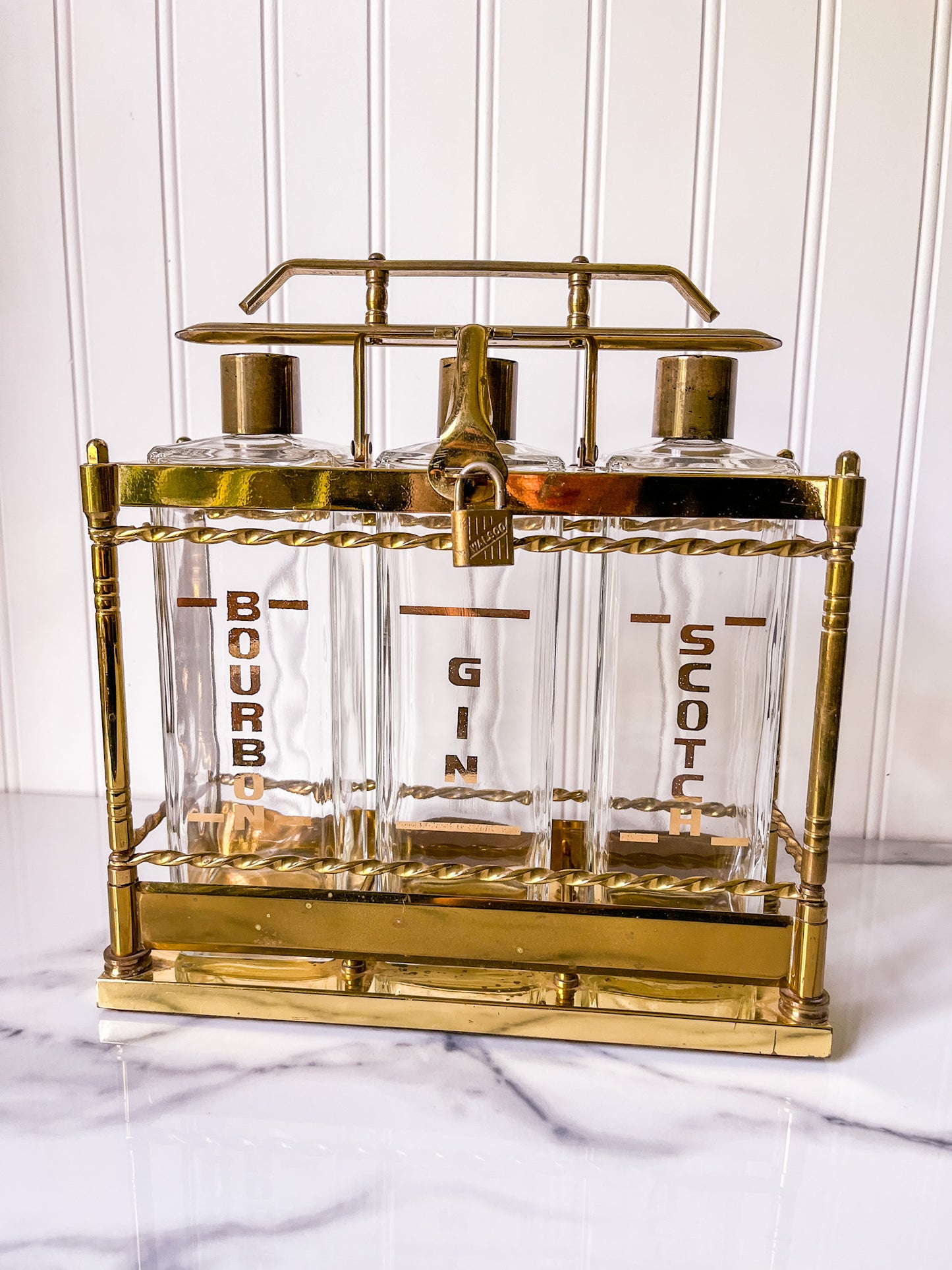 Vintage Brass Liquor Caddy - 1950's