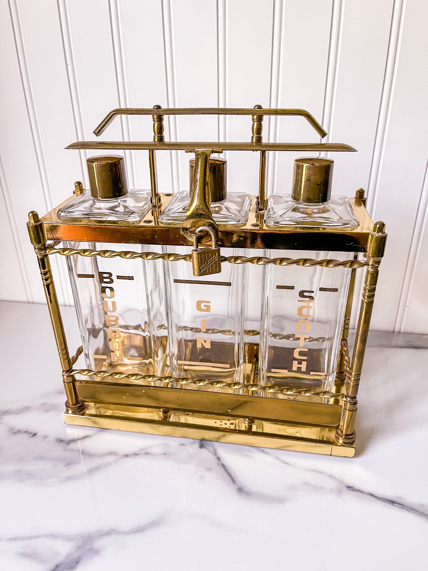 Vintage Brass Liquor Caddy - 1950's