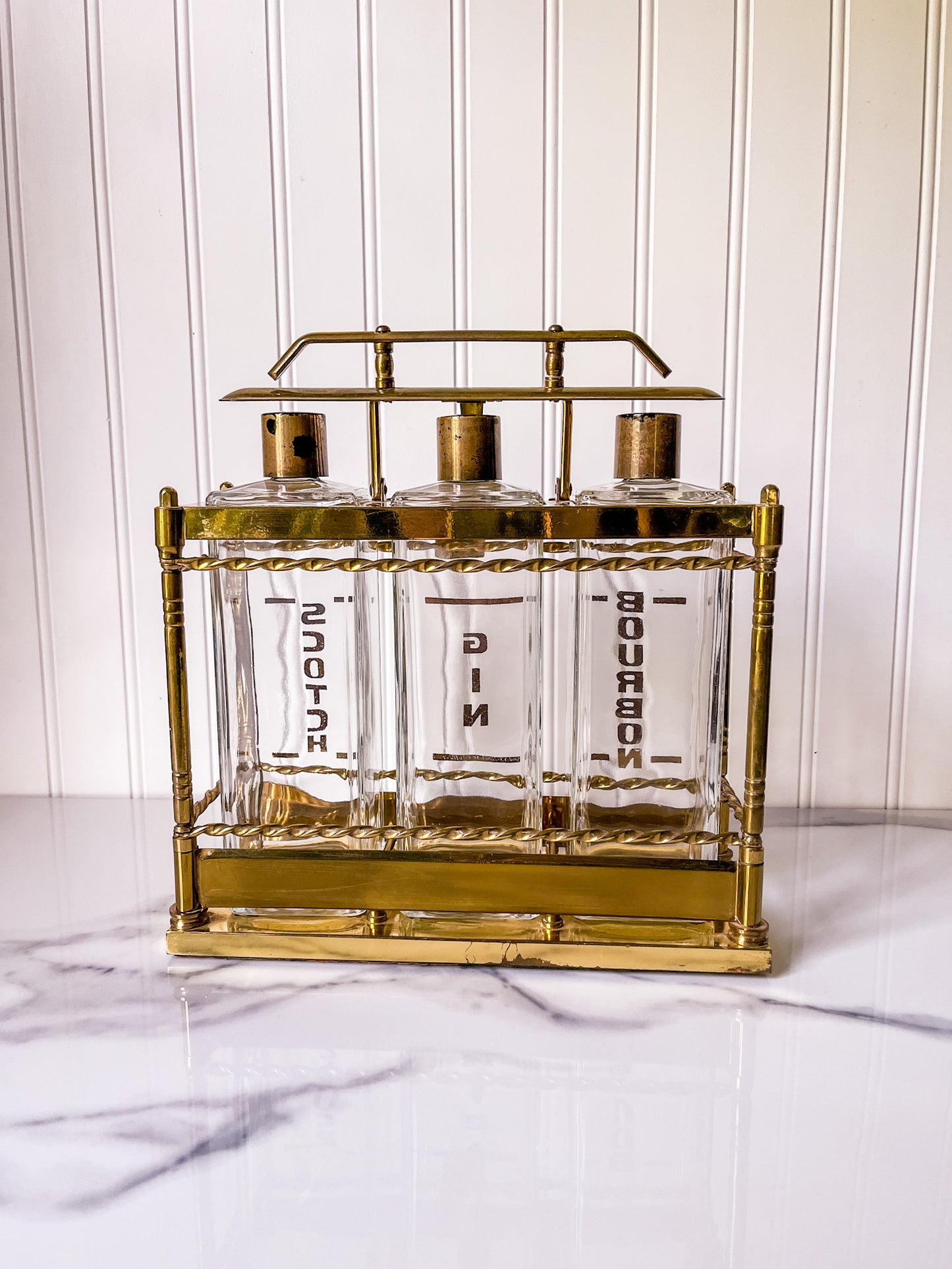 Vintage Brass Liquor Caddy - 1950's