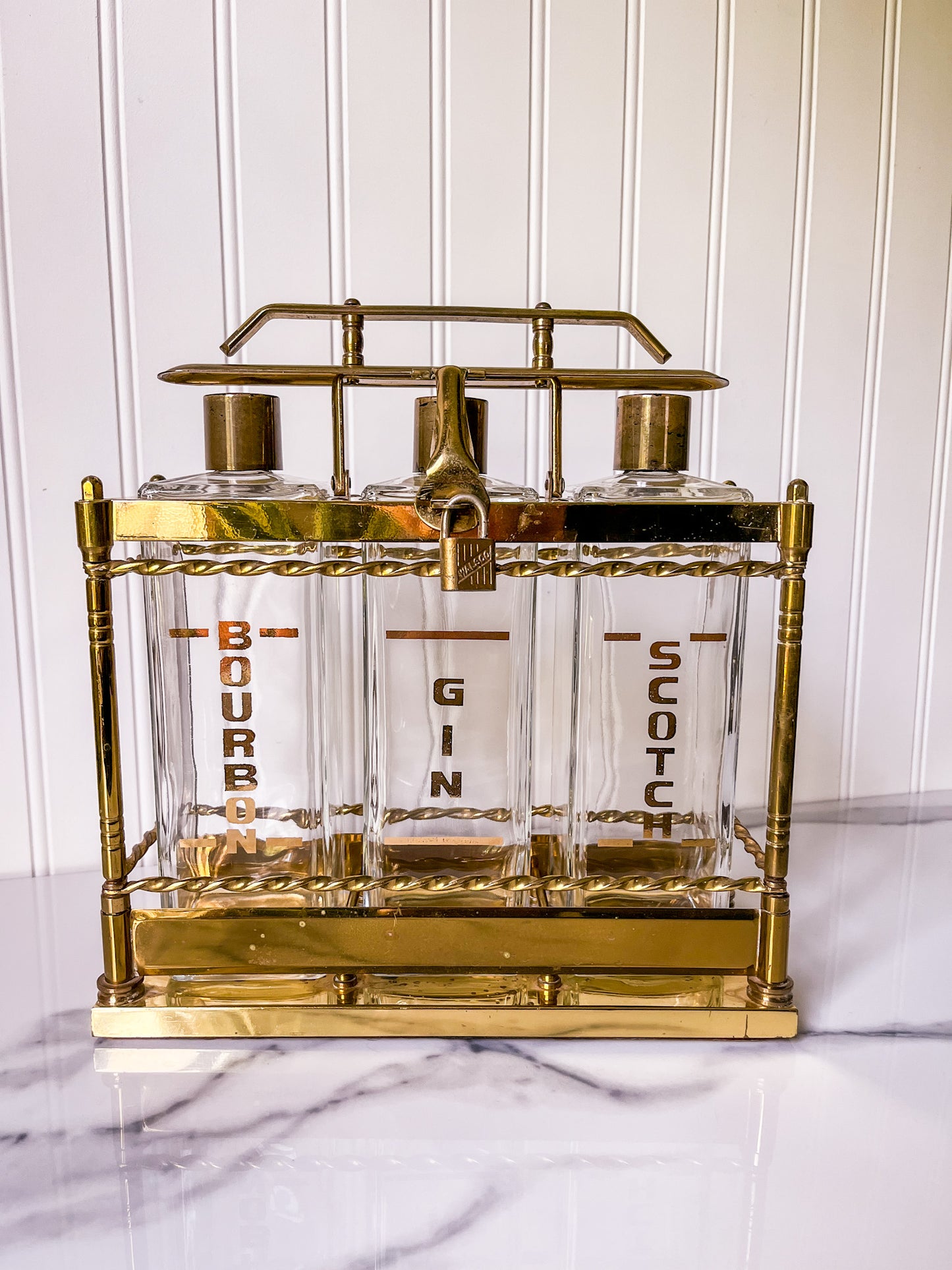 Vintage Brass Liquor Caddy - 1950's