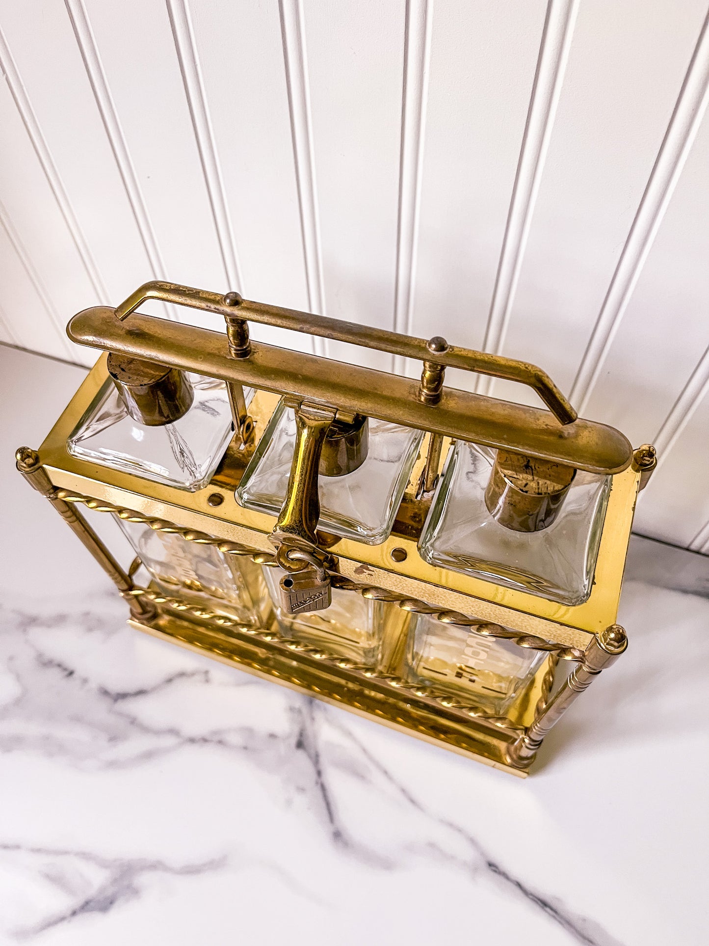 Vintage Brass Liquor Caddy - 1950's