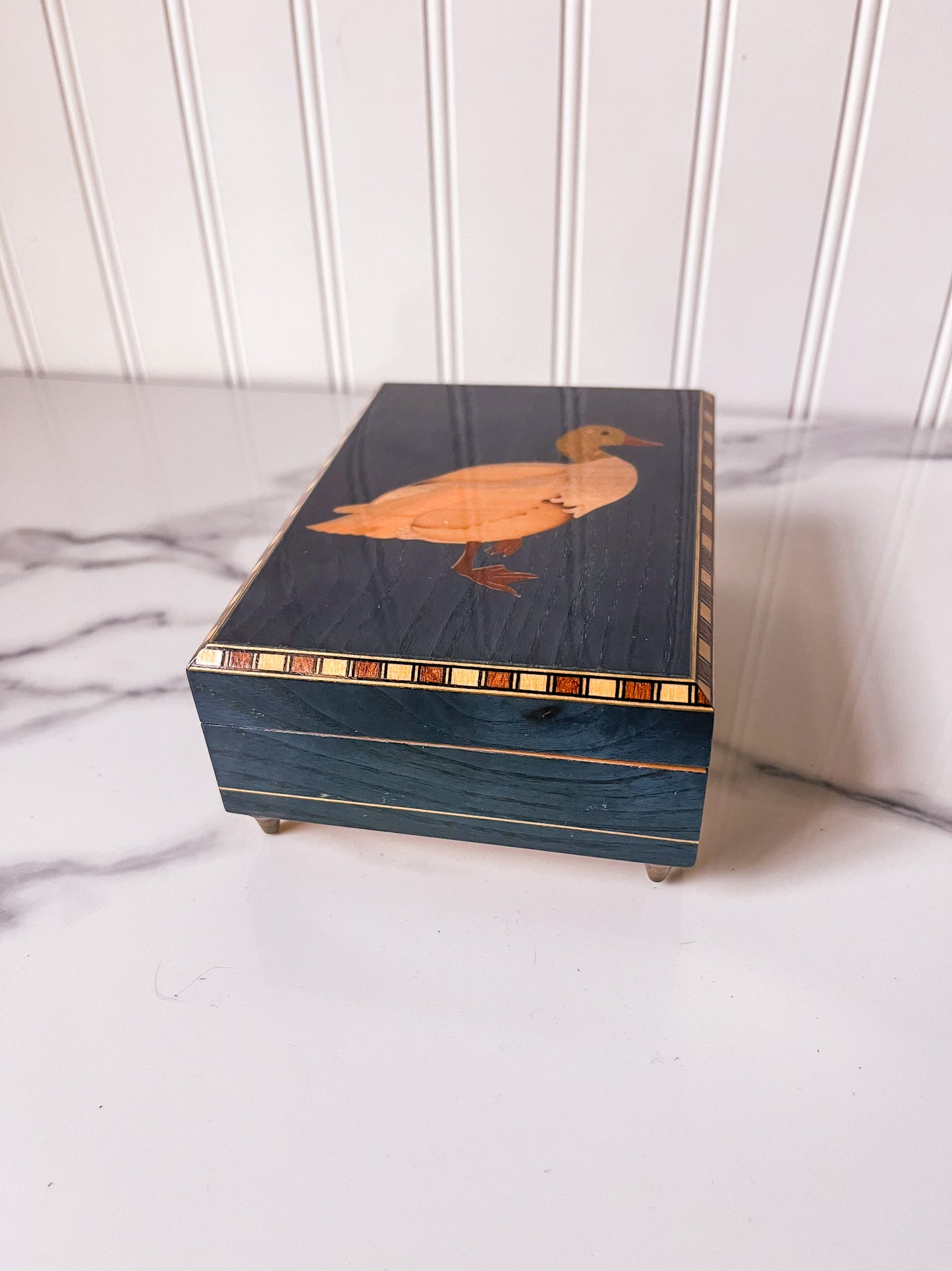 Italian Inlaid Wood Duck Music Box