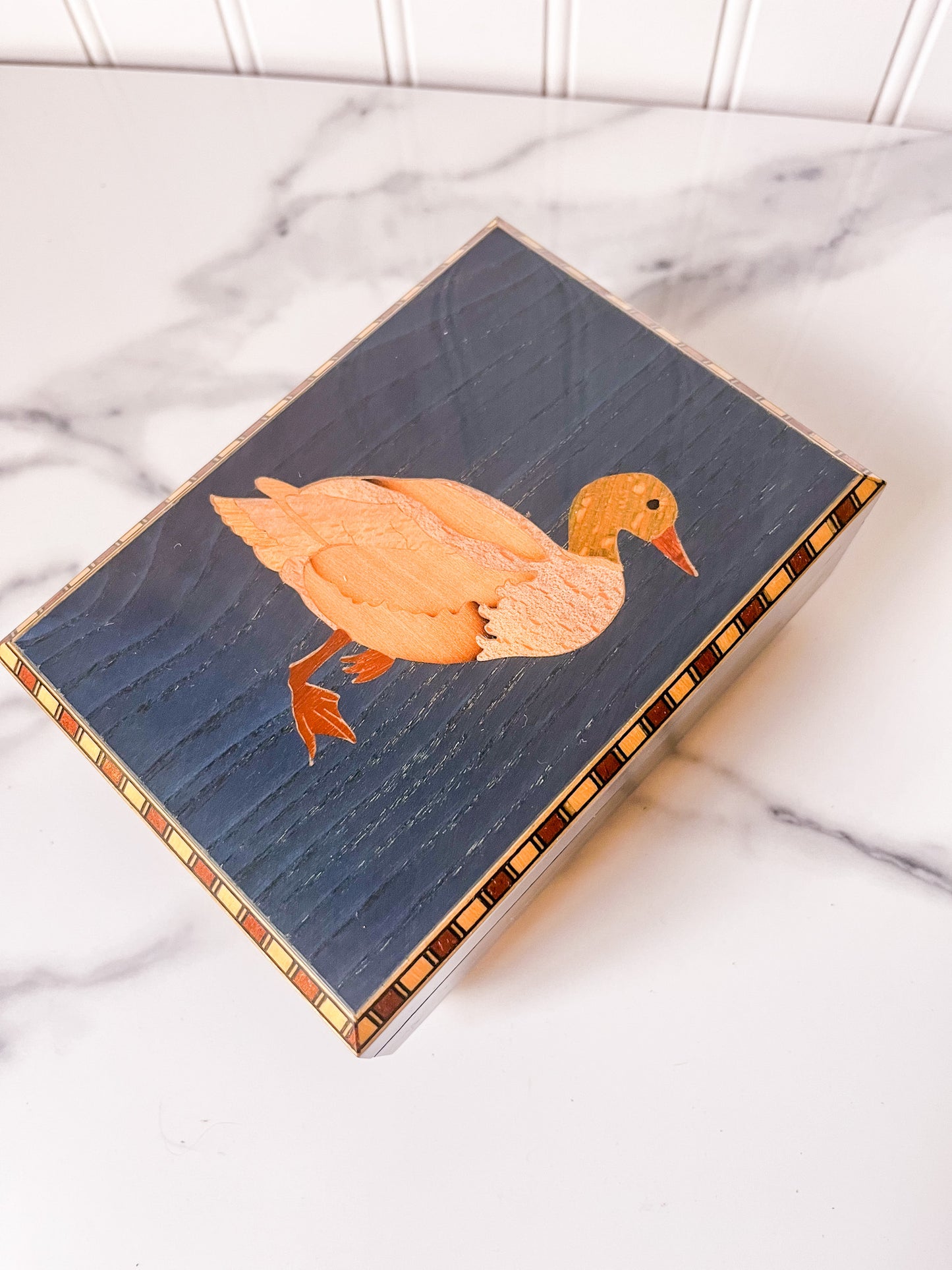 Italian Inlaid Wood Duck Music Box