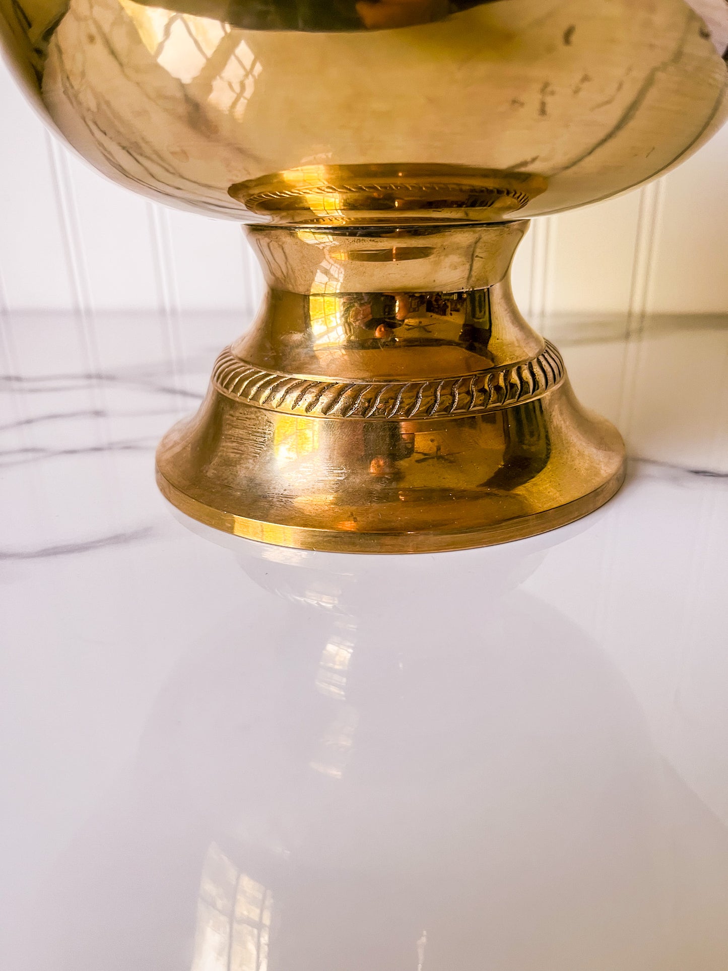 Vintage Brass Scalloped Pedestal Bowl