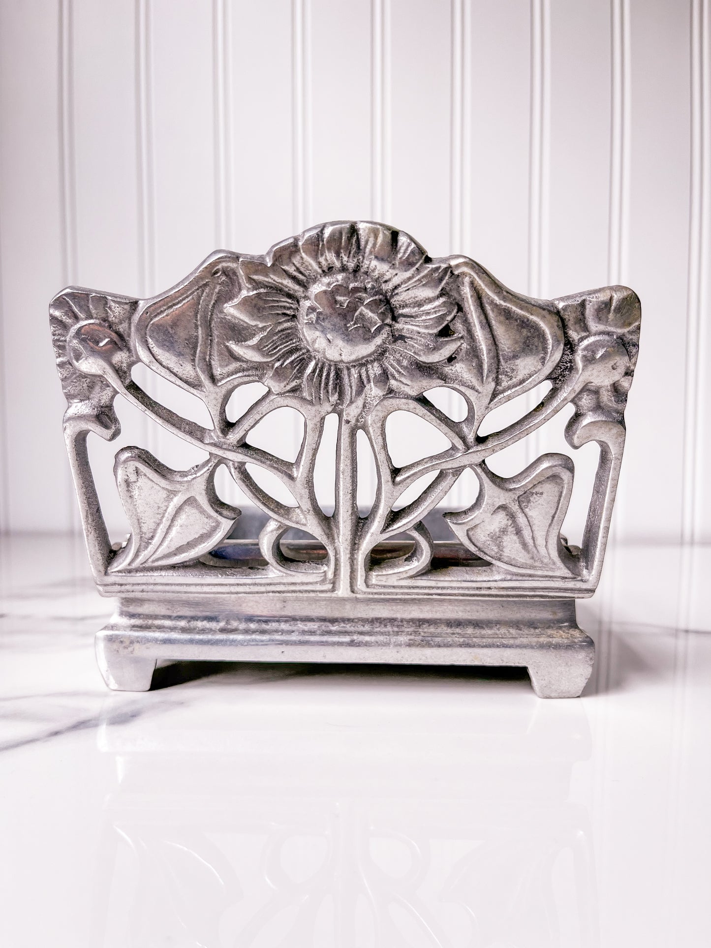 Vintage Pewter Sunflower Trinket or Soap Dish