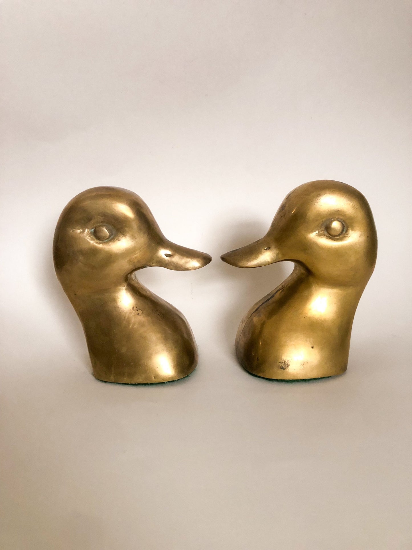 Vintage Brass Duck Head Bookends