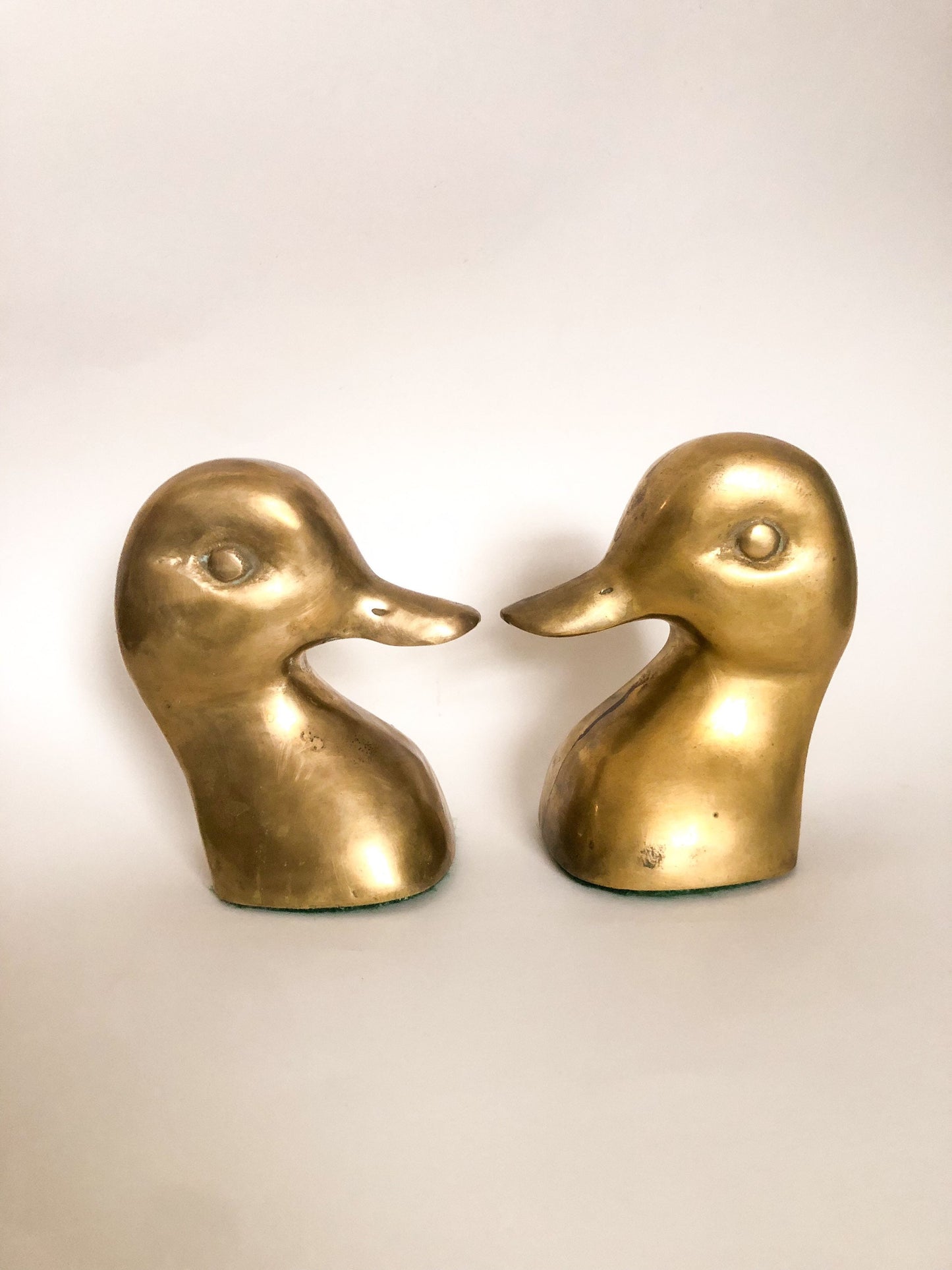 Vintage Brass Duck Head Bookends