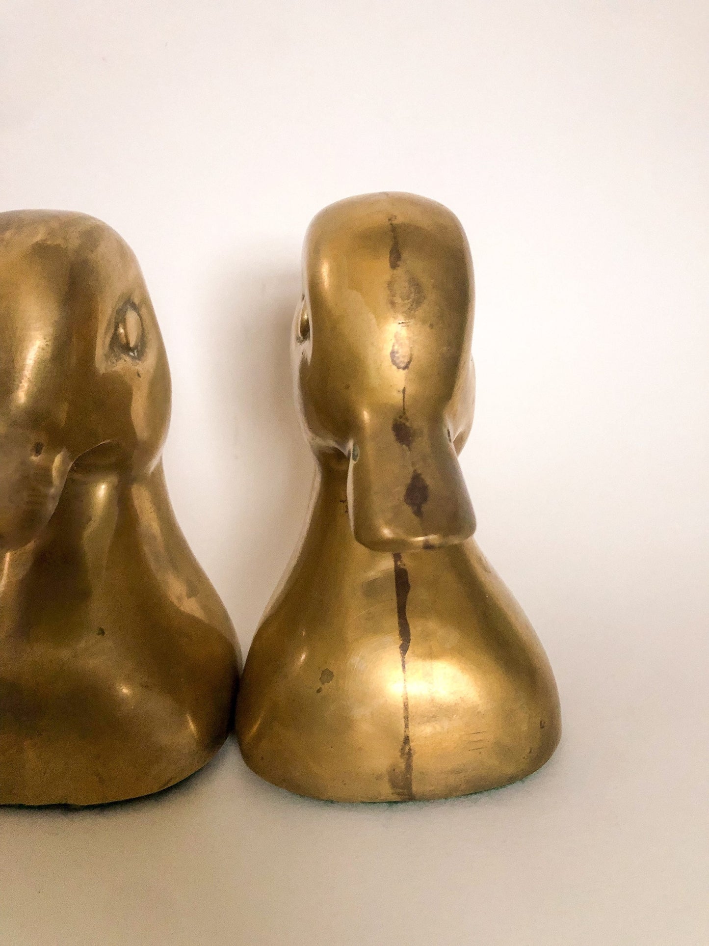 Vintage Brass Duck Head Bookends