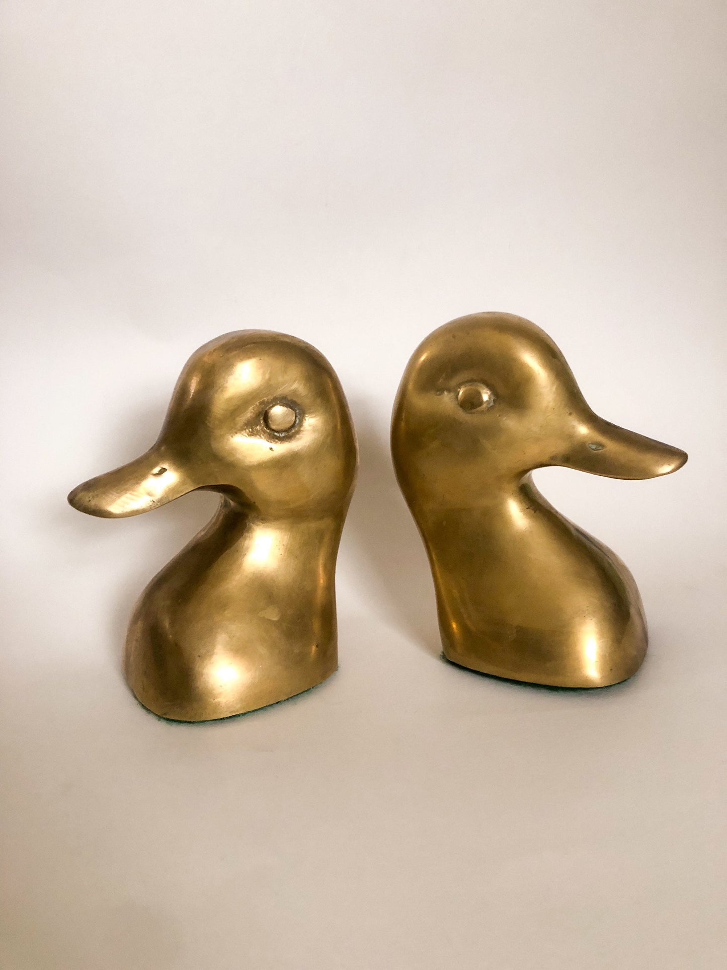 Vintage Brass Duck Head Bookends