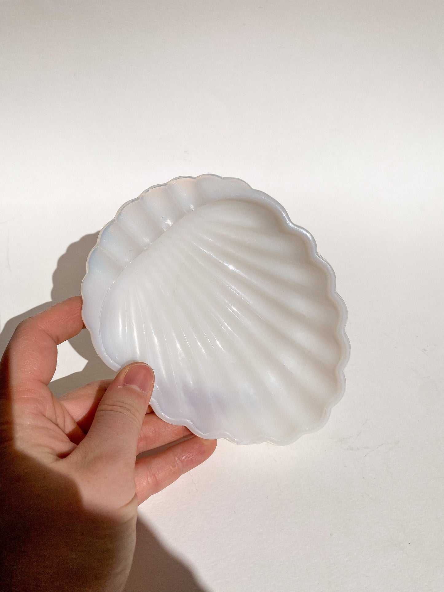 Vintage Milk Glass Shell Soap/ Trinket Dish