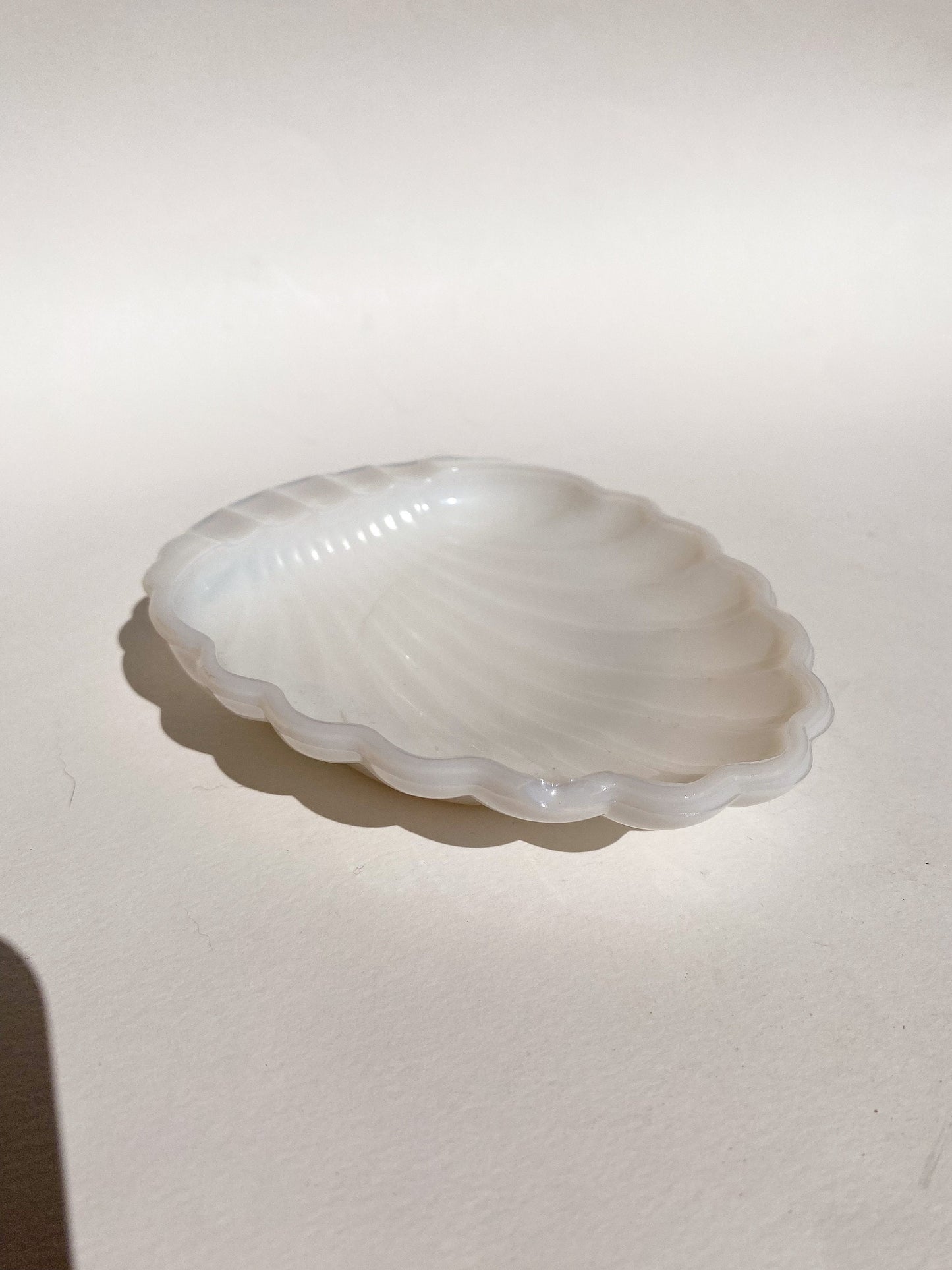 Vintage Milk Glass Shell Soap/ Trinket Dish