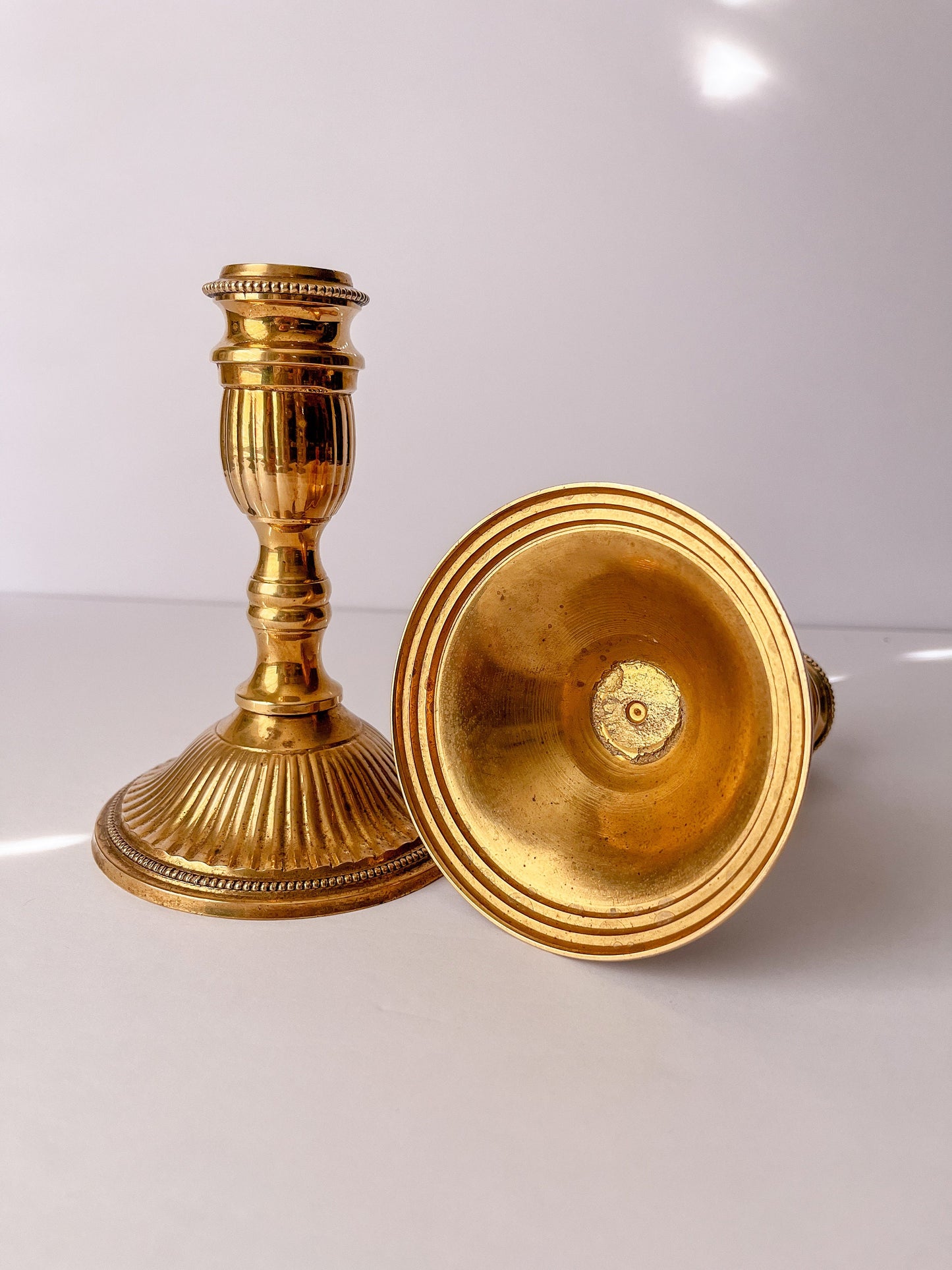 Ornate Vintage Brass Candlestick Holders