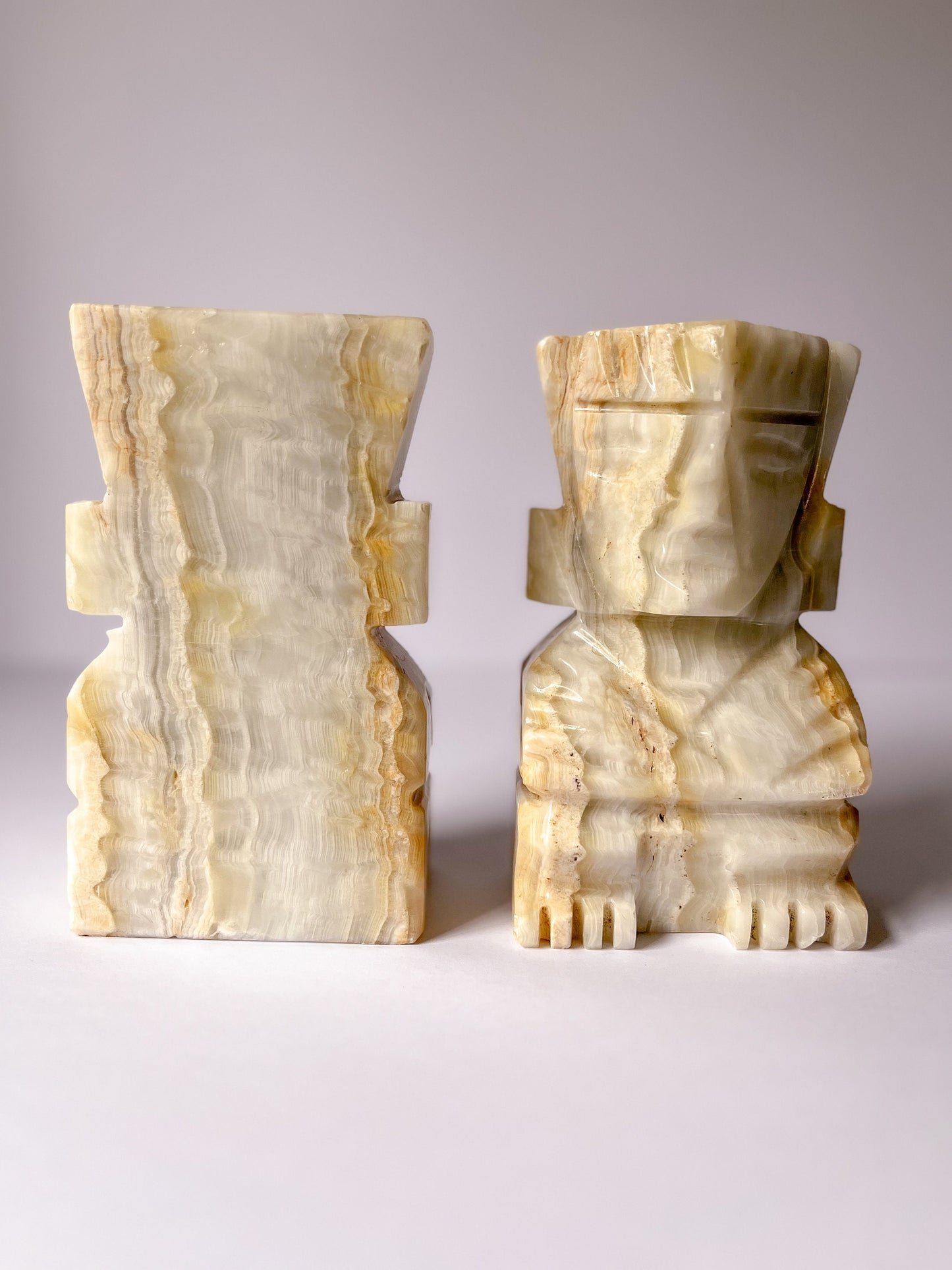 Vintage Onyx Aztec Bookends, Tiki, Mayan Bookends