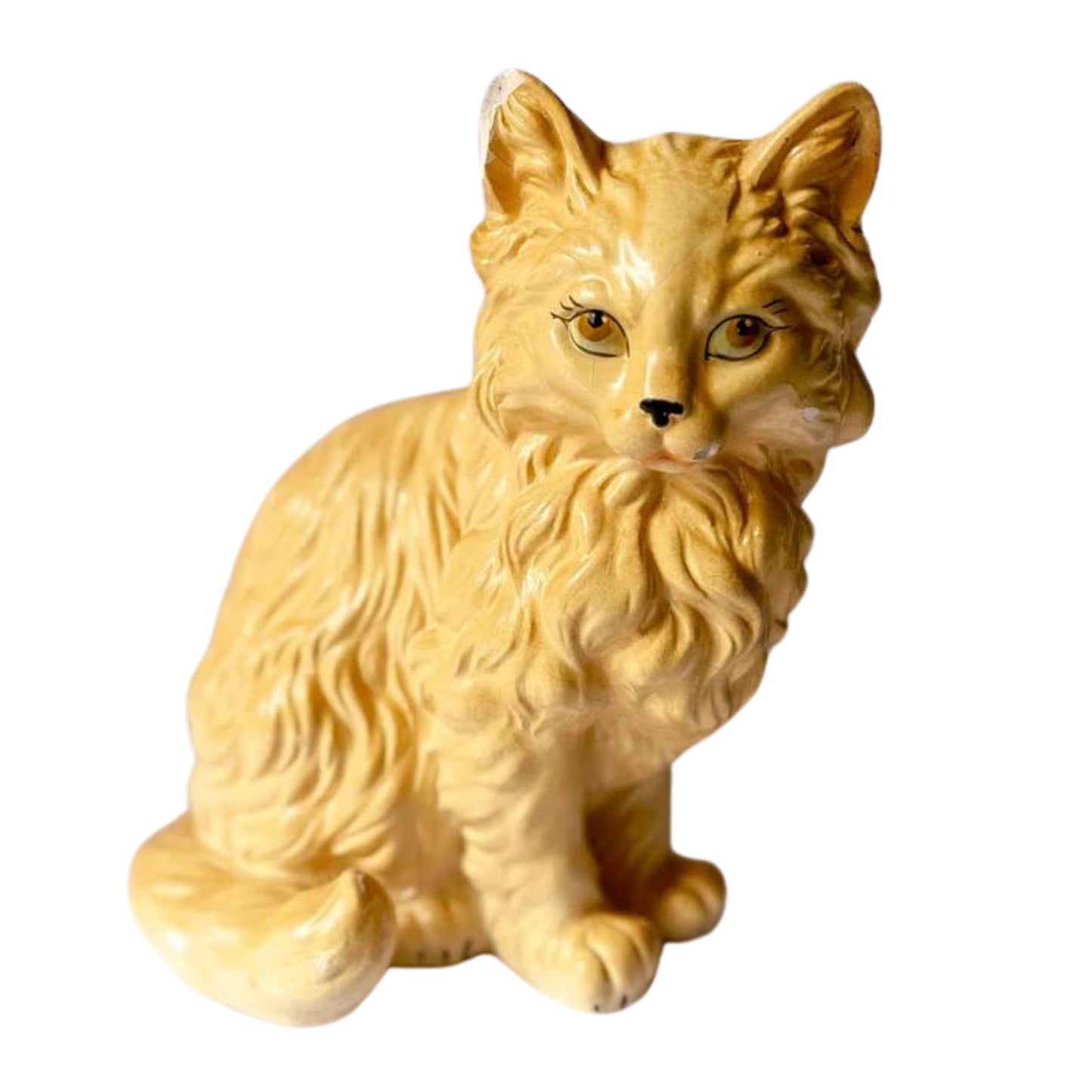 Vintage Yellow Ceramic Cat Figurine