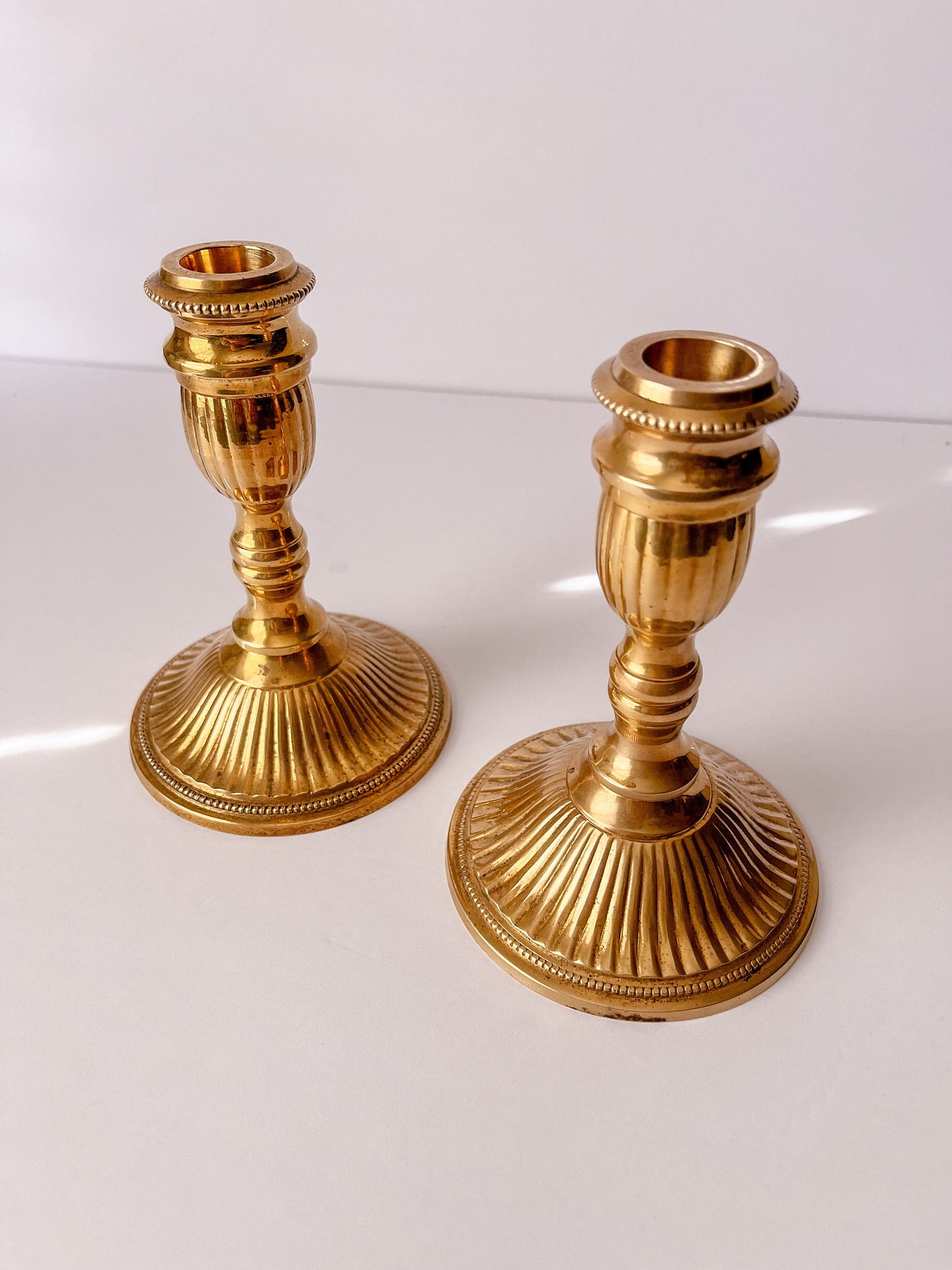 Ornate Vintage Brass Candlestick Holders