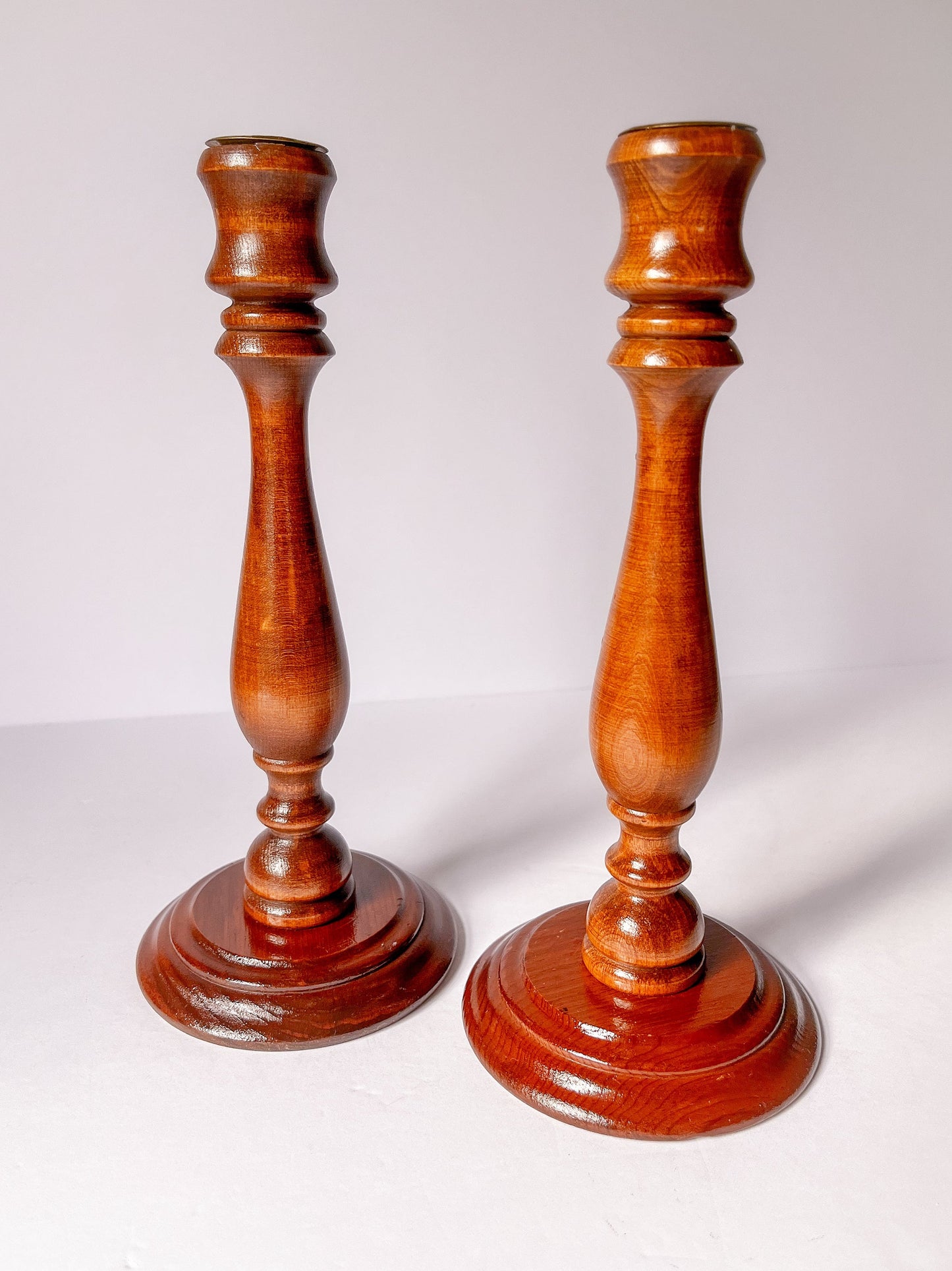 Pair of Vintage Wood Candlestick Holders