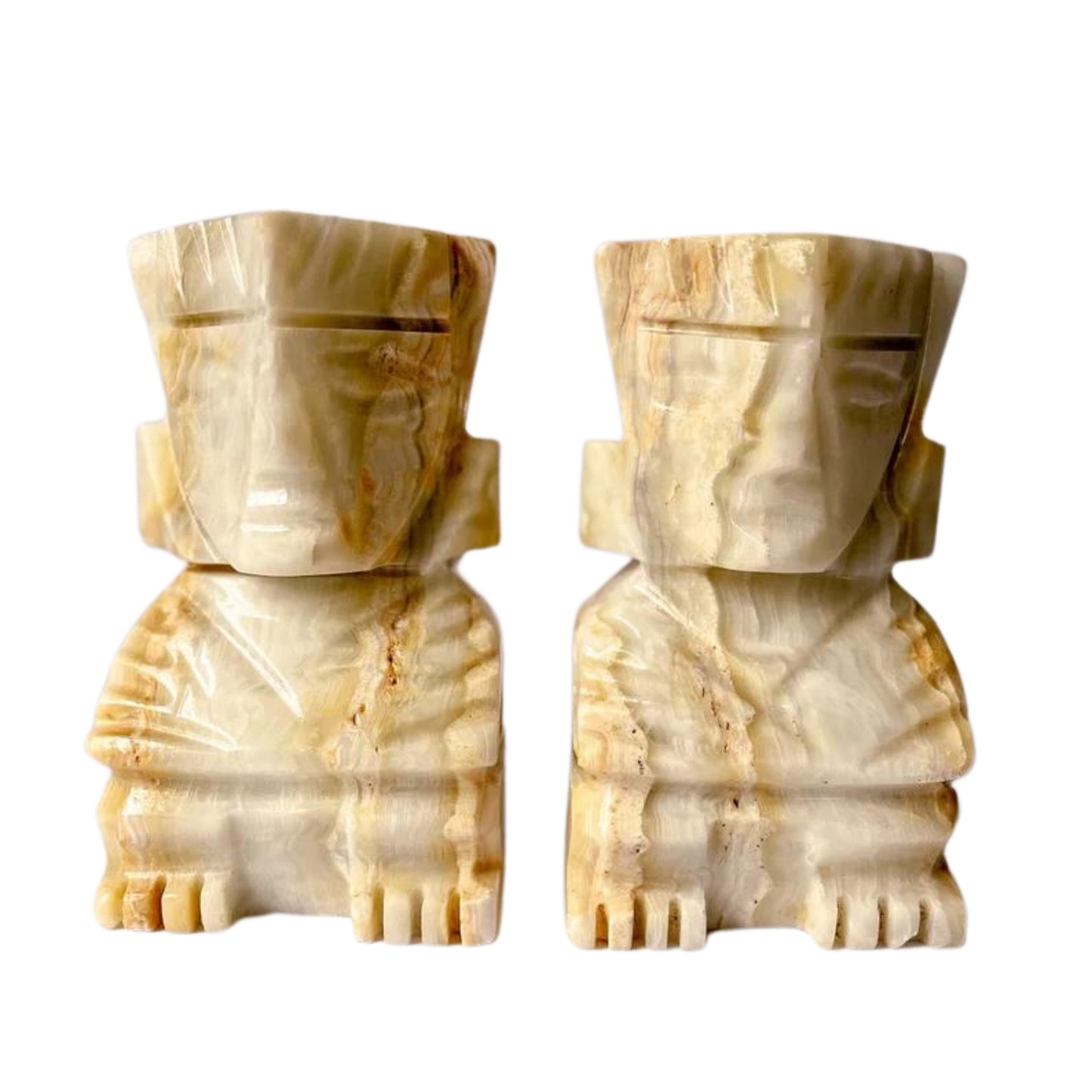 Vintage Onyx Aztec Bookends, Tiki, Mayan Bookends