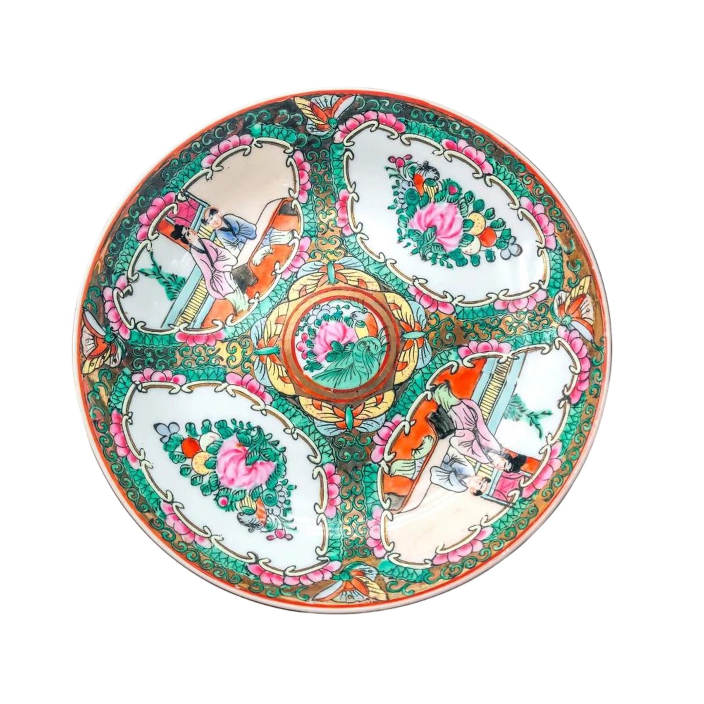 Chinese Porcelain Rose Medallion Bowl Hand-Painted in Macau