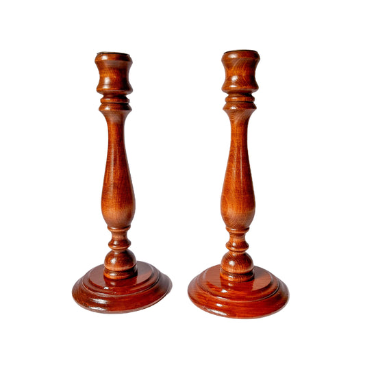 Pair of Vintage Wood Candlestick Holders