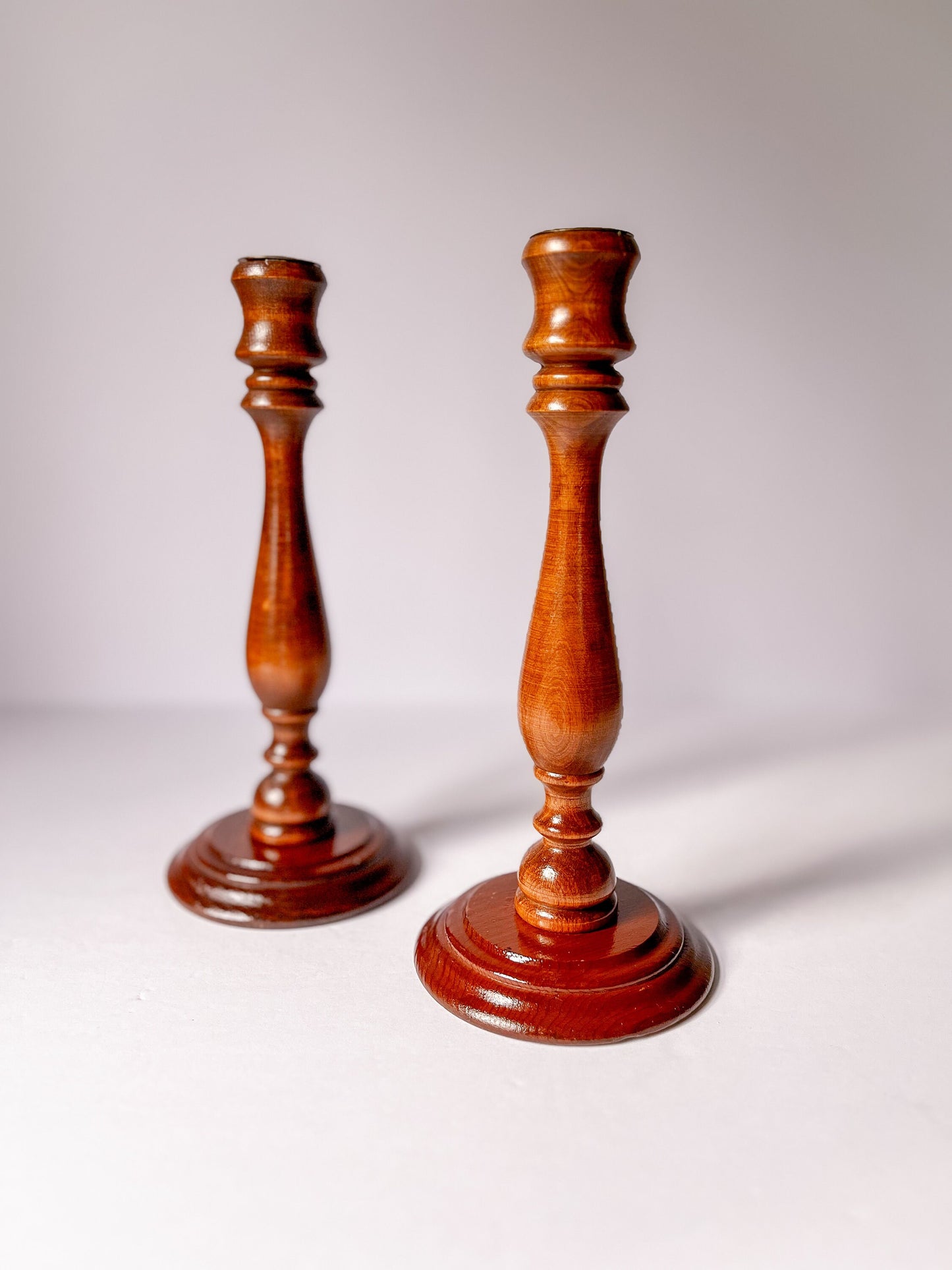 Pair of Vintage Wood Candlestick Holders